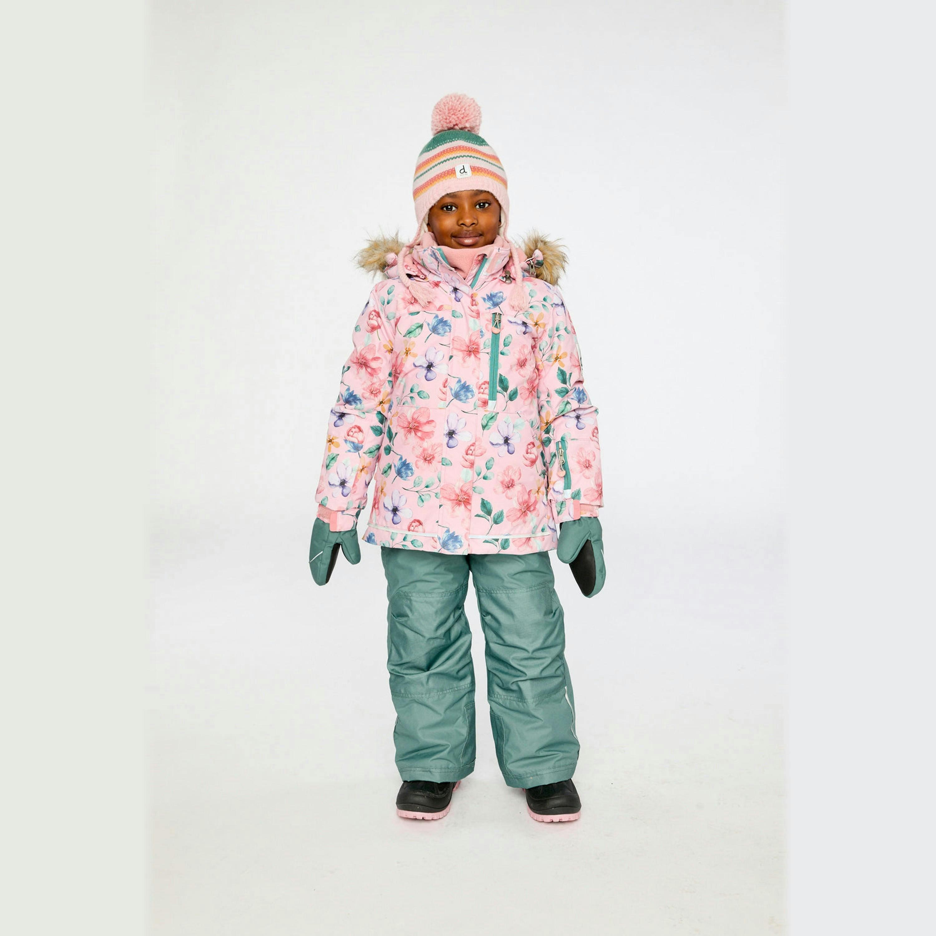 Two Piece Play Snowsuit Pink Vintage Floral Print , view 3 of 6