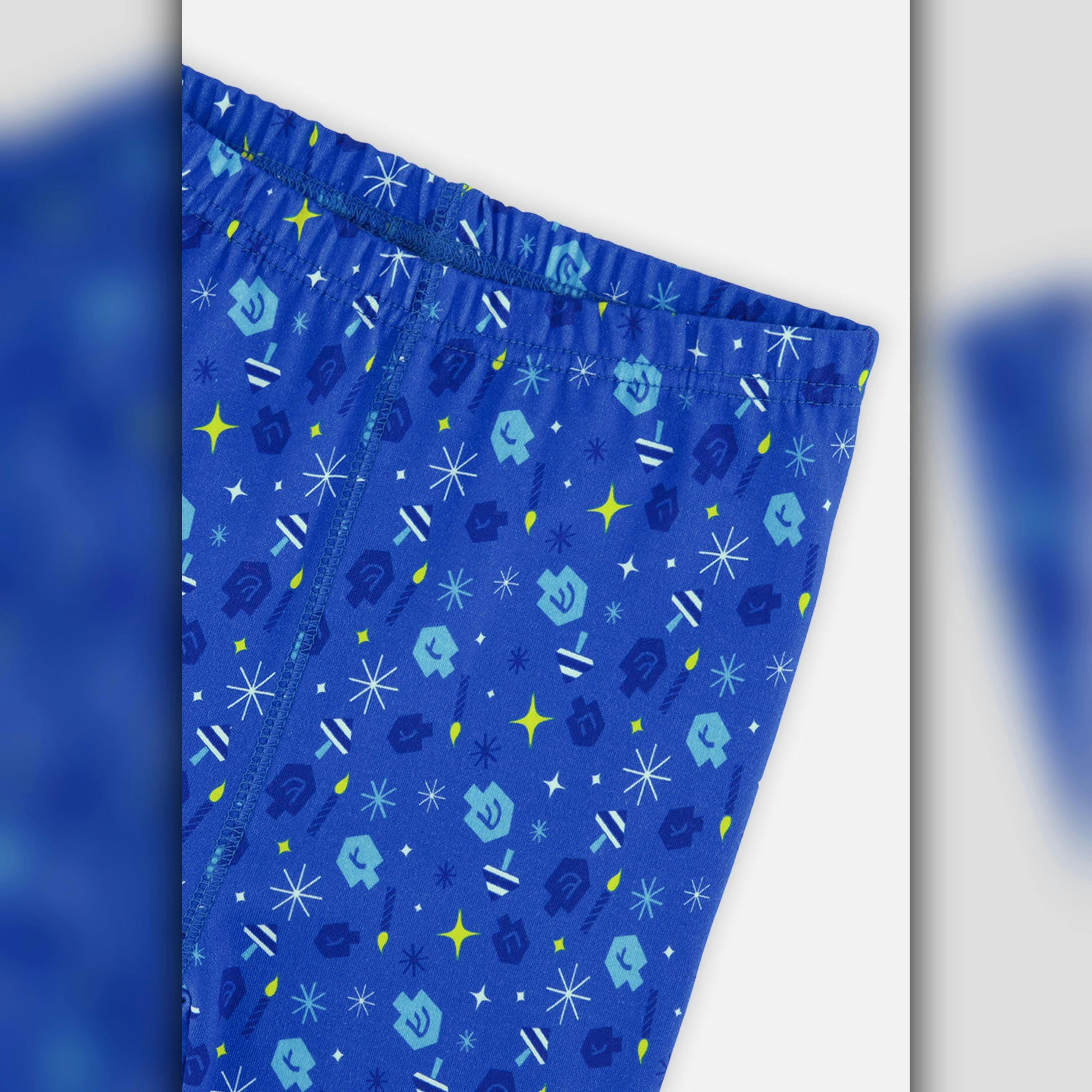Organic Cotton Two Piece Pajama Set Blue Hanukkah Print , view 3 of 3