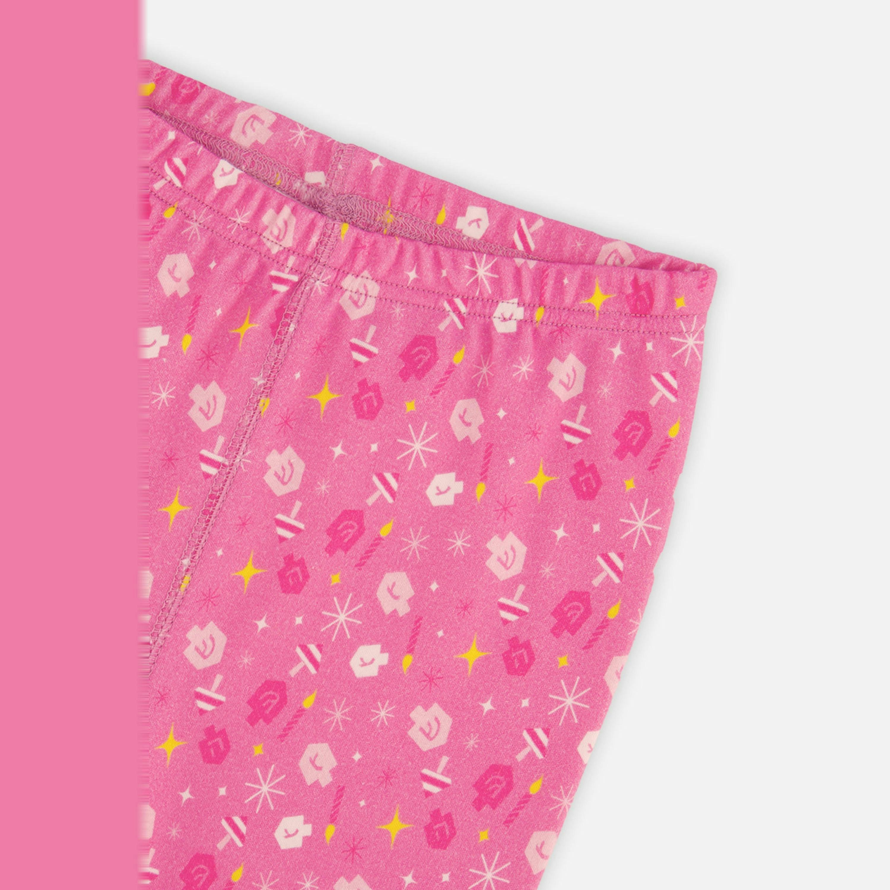 Organic Cotton Two Piece Pajama Set Pink Hanukkah Print , view 3 of 3