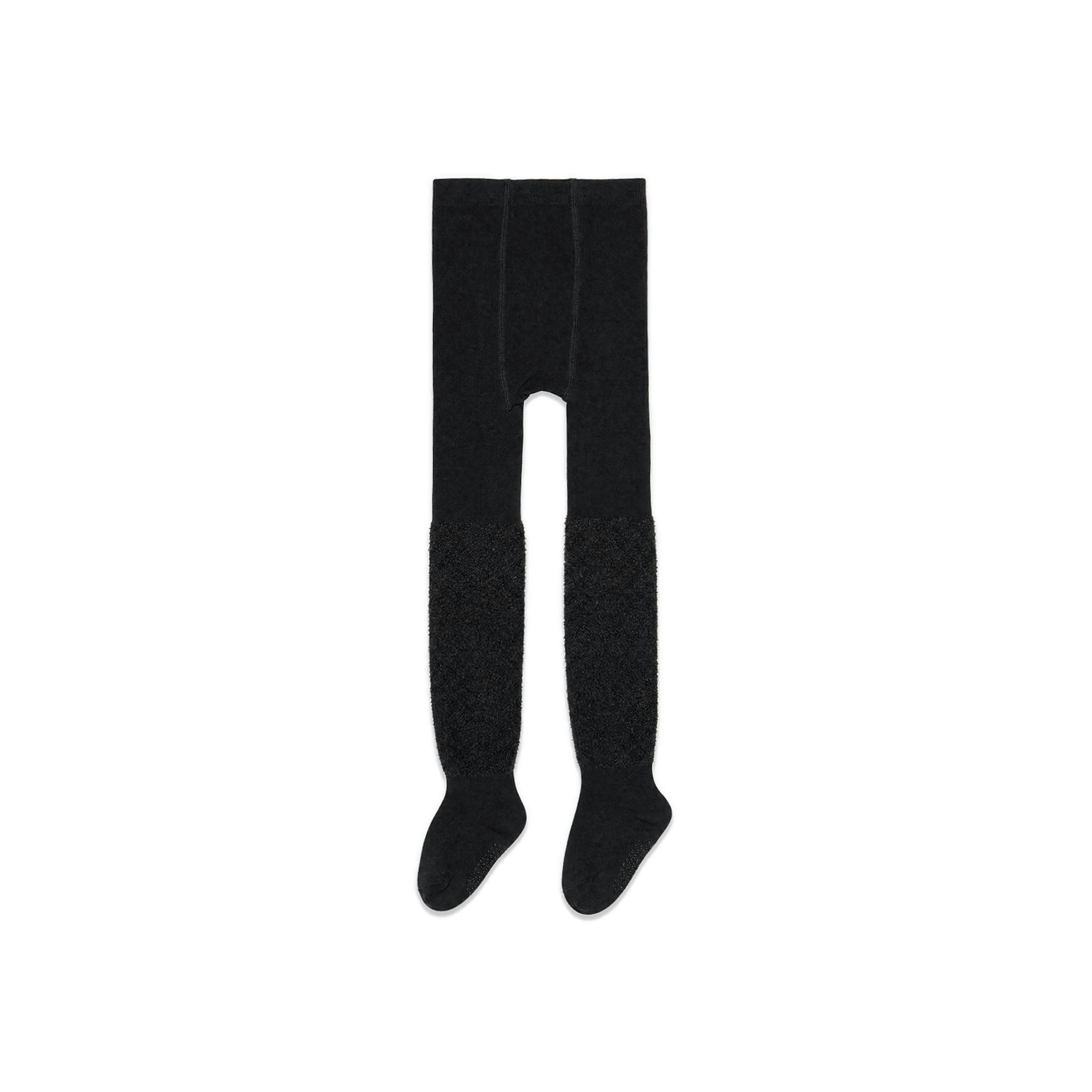 Knit Textured Fur Tights Black , view 2 of 3