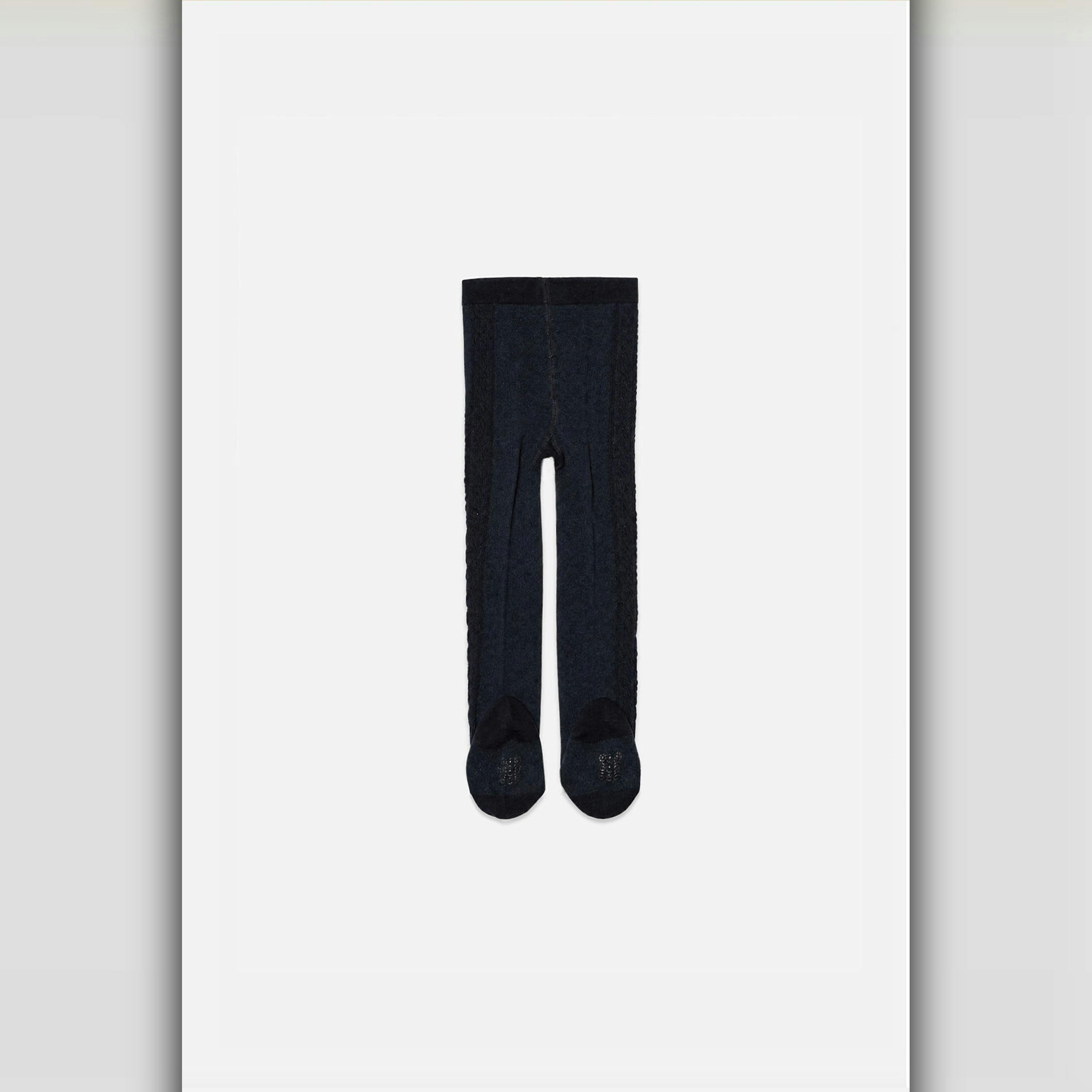 Baby Knit Textured Tights Dark Blue , view 2 of 3