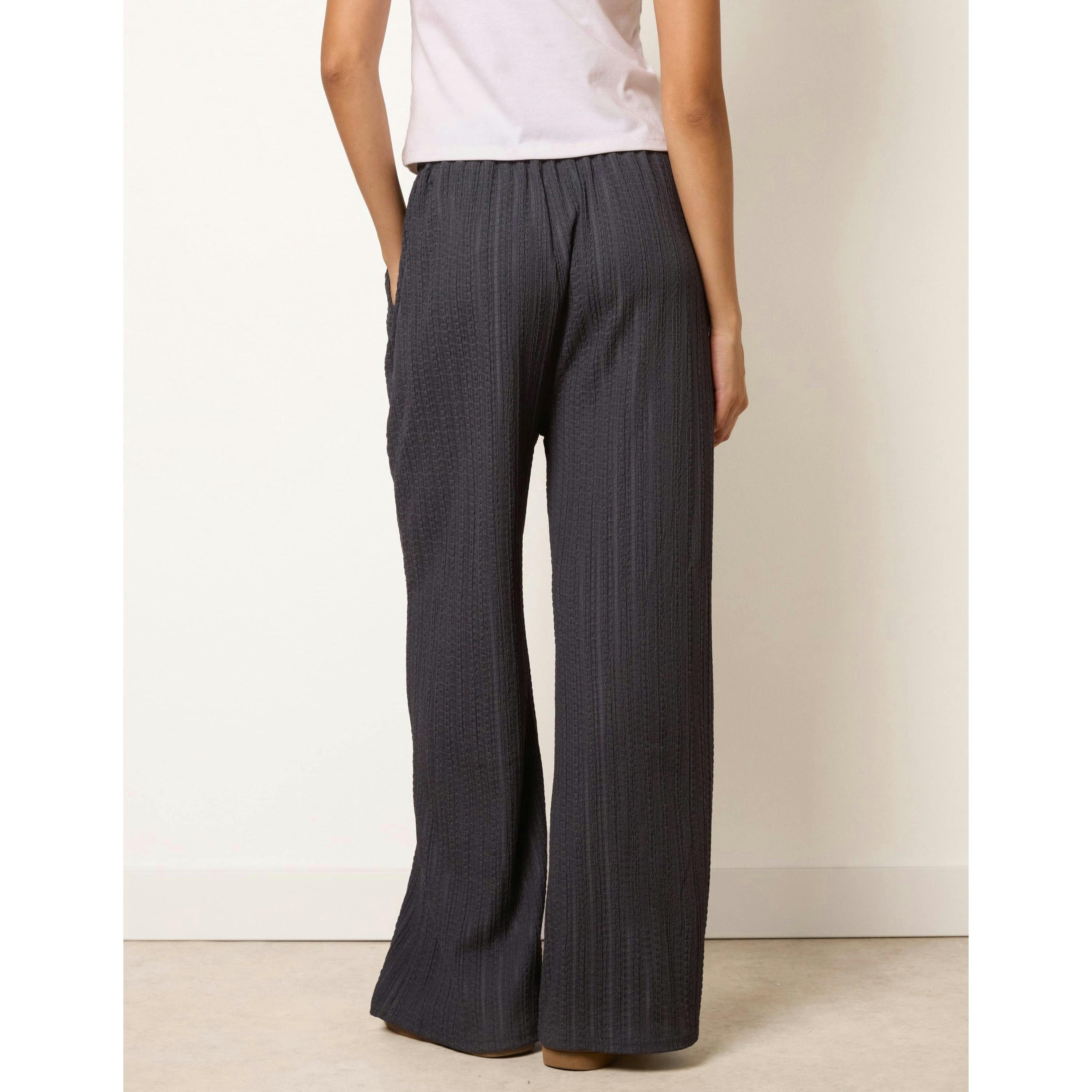 Blue Vanilla Crinkled Drawstring Trousers  in Grey , view 2 of 4