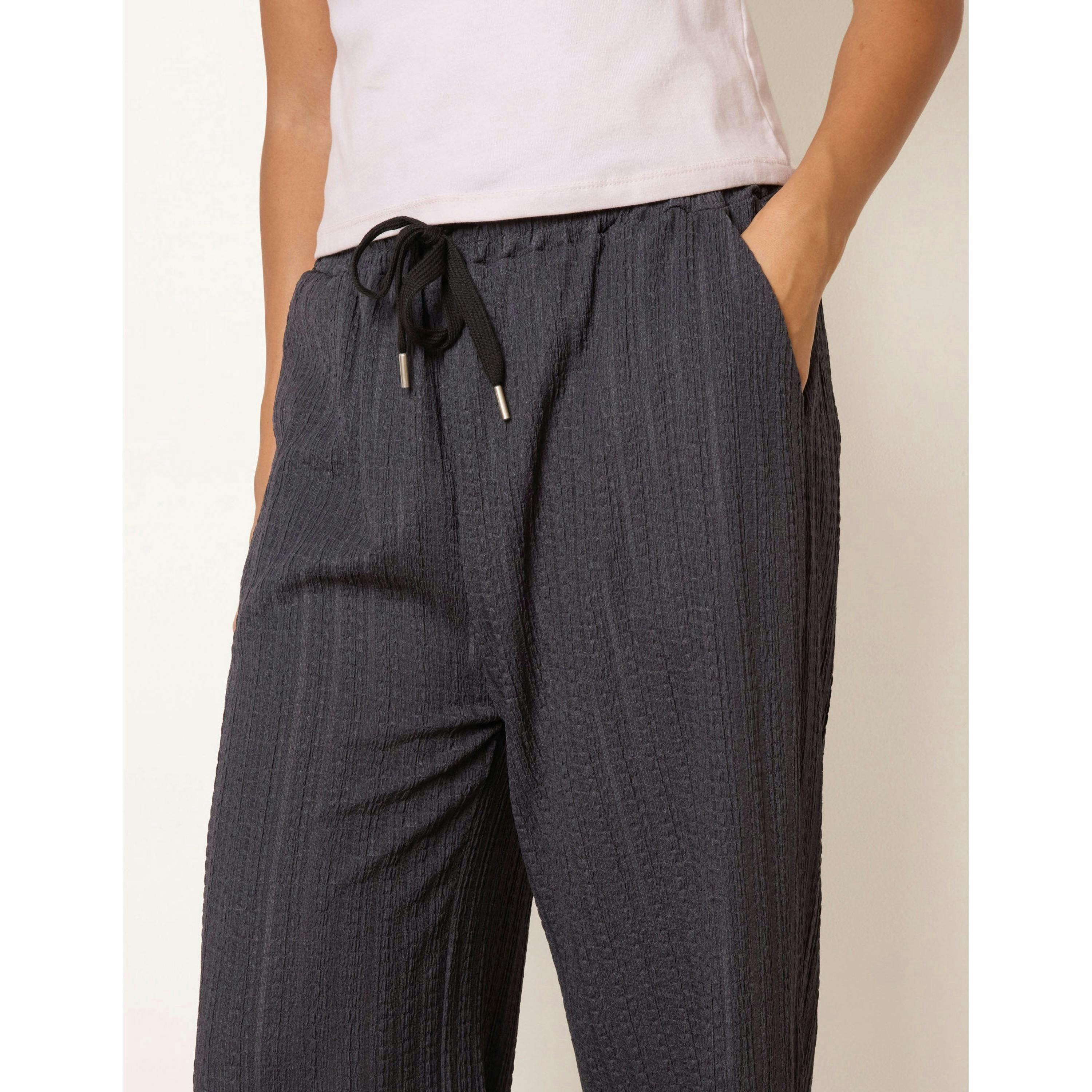 Blue Vanilla Crinkled Drawstring Trousers  in Grey , view 3 of 4