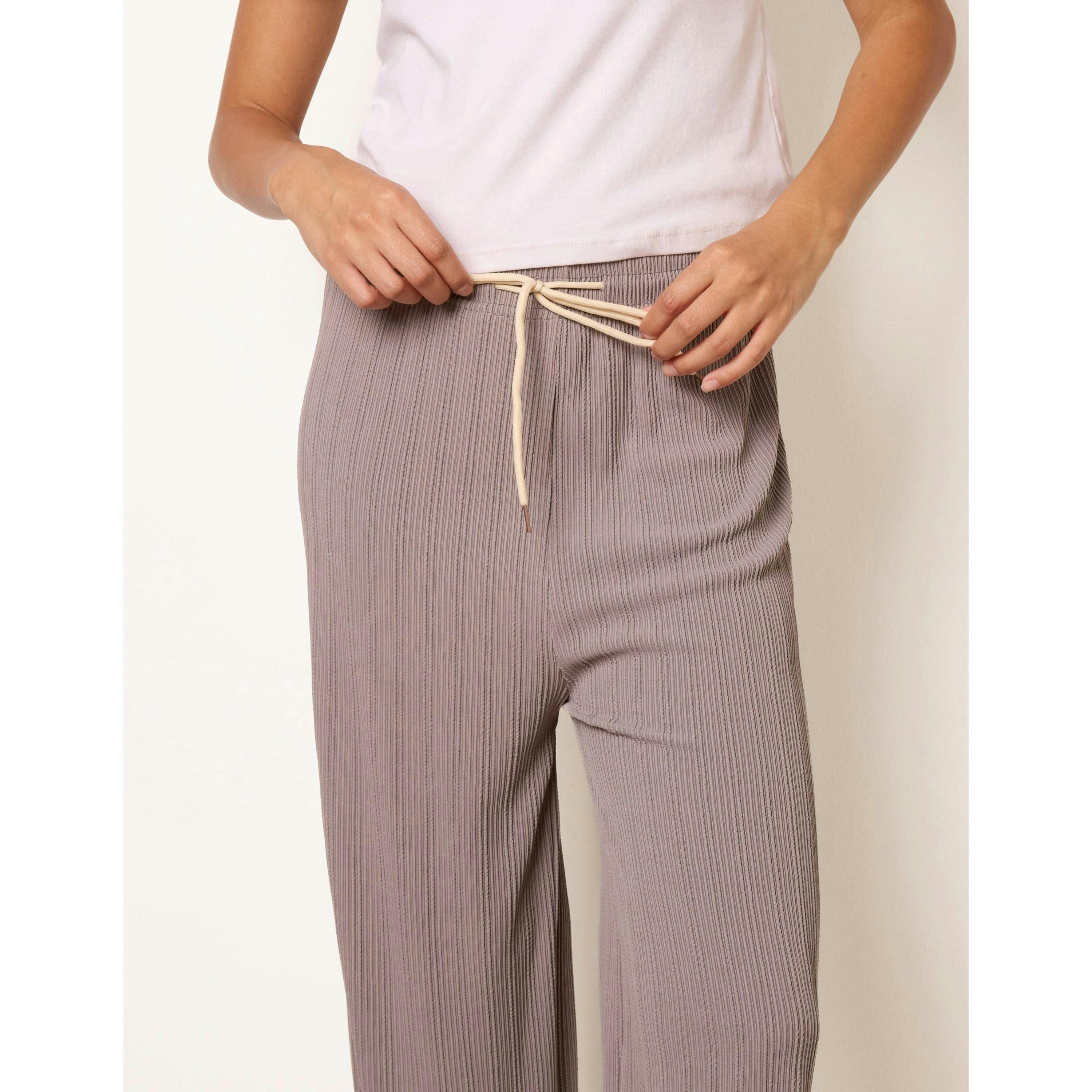 Blue Vanilla Ribbed Wide Leg Trousers  in Grey , view 3 of 4