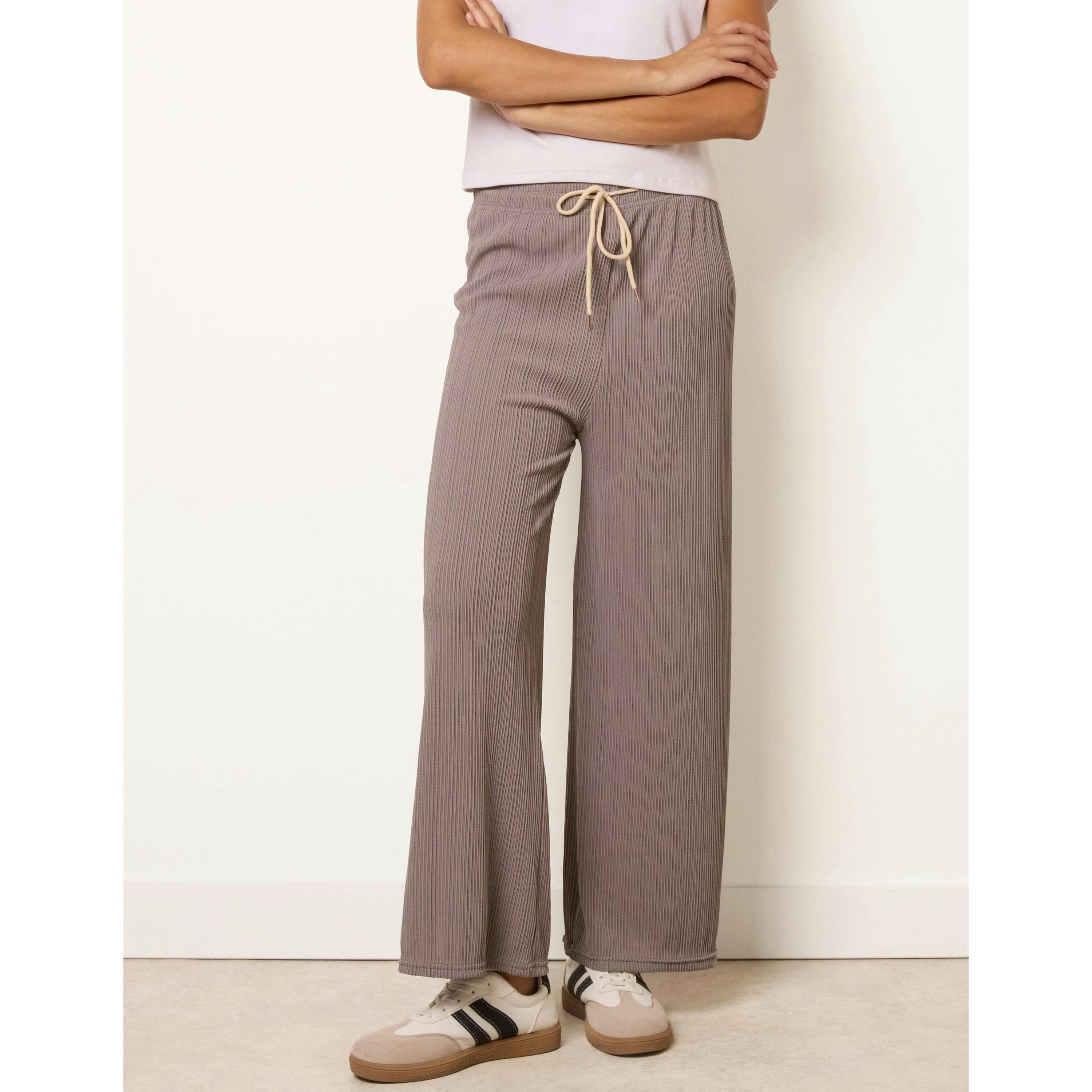 Blue Vanilla Ribbed Wide Leg Trousers  in Grey , view 4 of 4