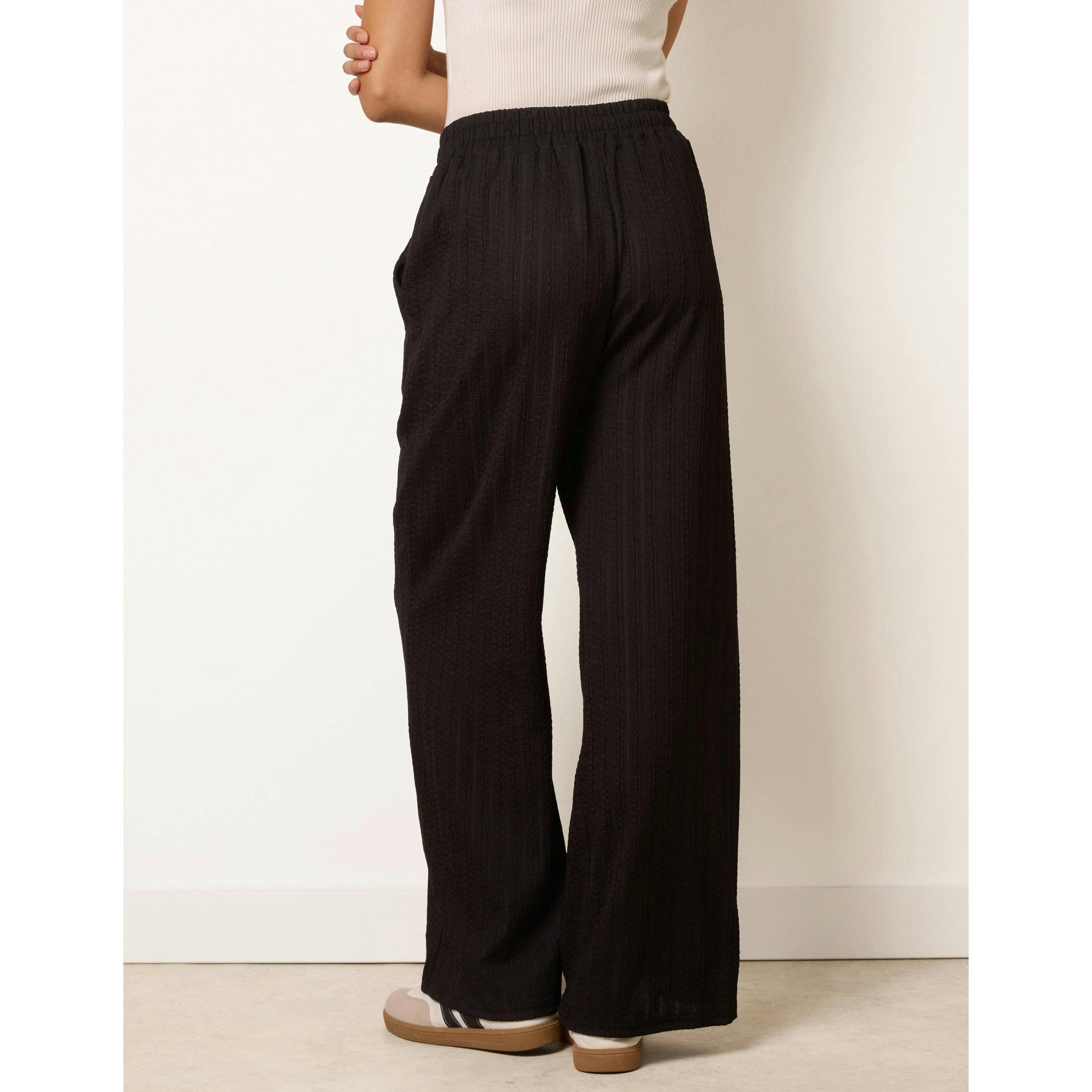 Blue Vanilla Crinkled Drawstring Trousers  in Black , view 2 of 4