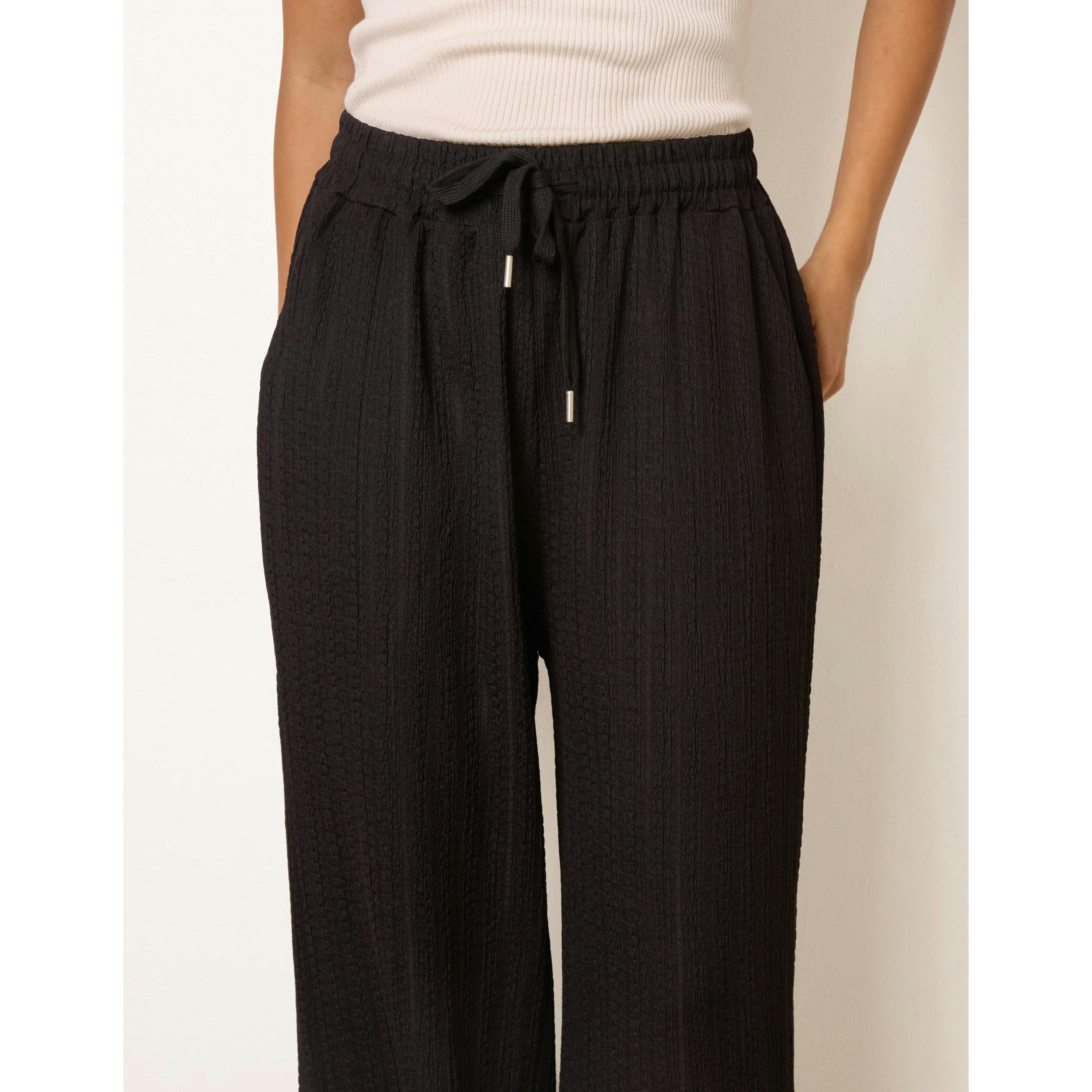 Blue Vanilla Crinkled Drawstring Trousers  in Black , view 3 of 4