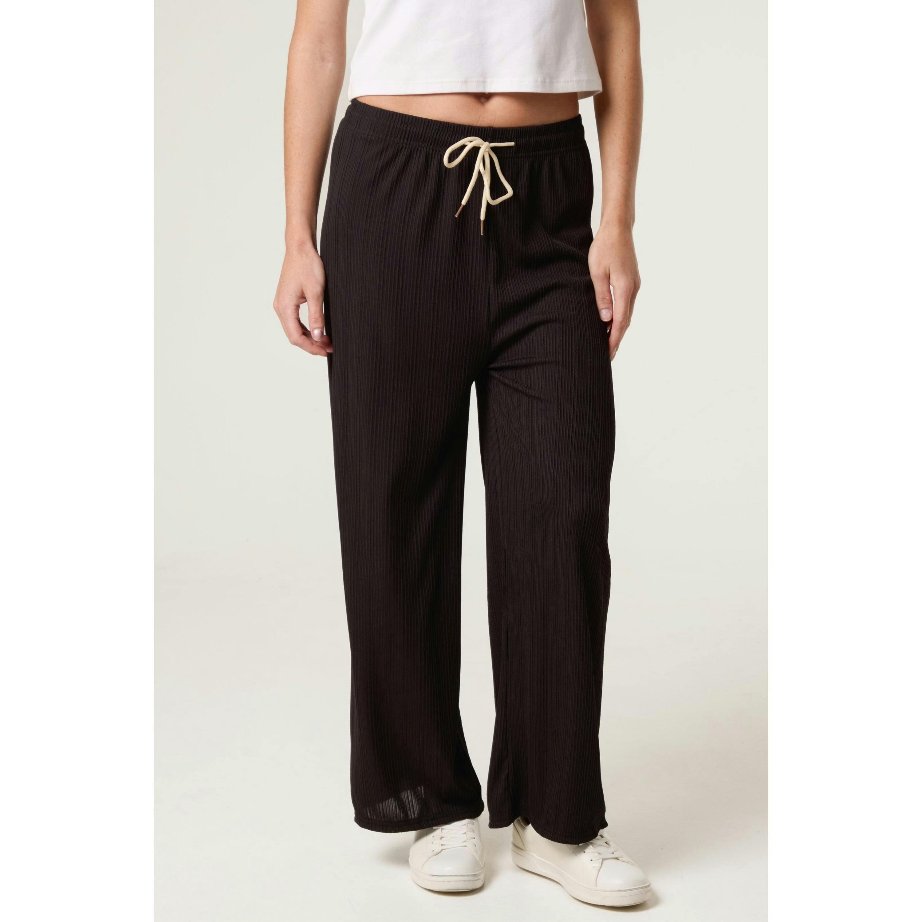Blue Vanilla Ribbed Wide Leg Trousers  in Black , view 1 of 4