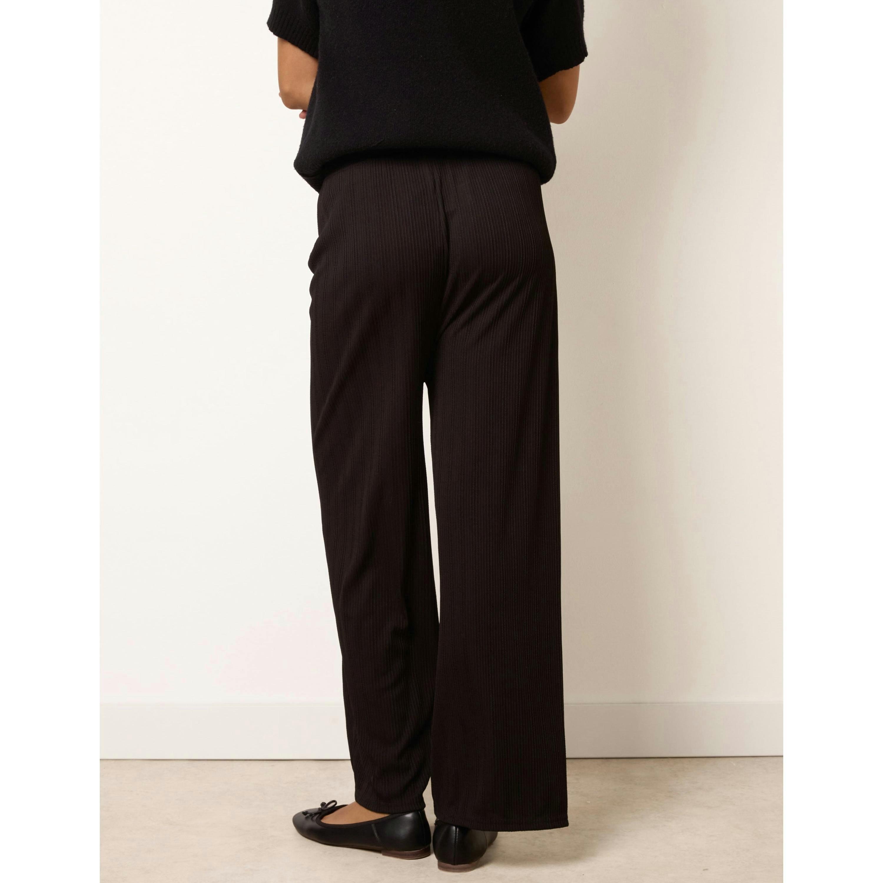 Blue Vanilla Ribbed Wide Leg Trousers  in Black , view 2 of 4