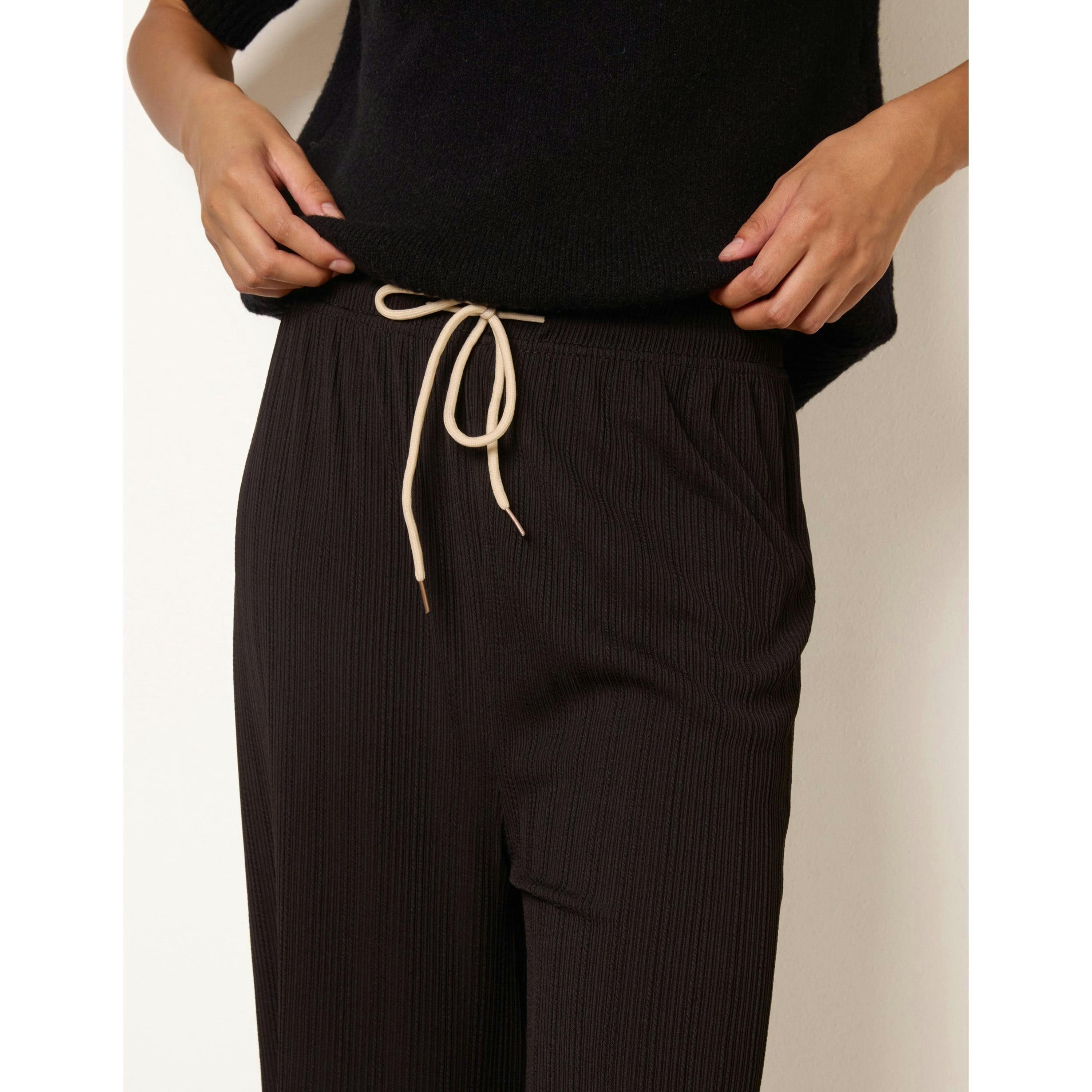 Blue Vanilla Ribbed Wide Leg Trousers  in Black , view 4 of 4