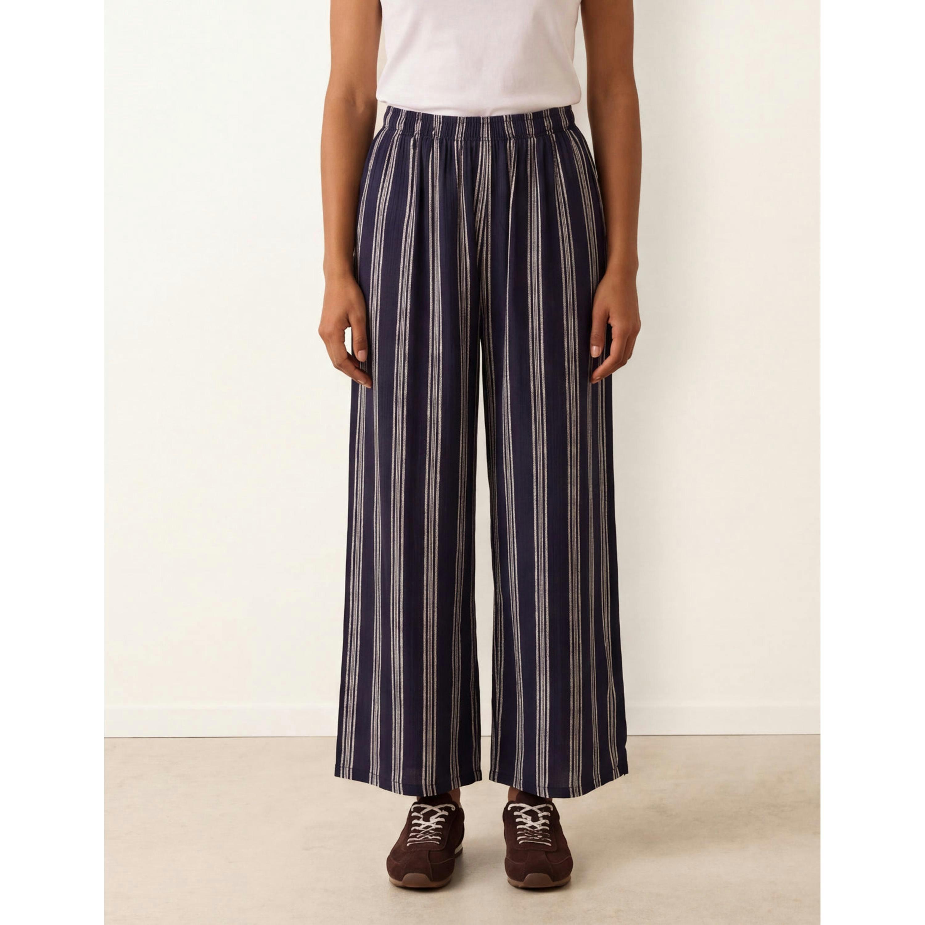 Blue Vanilla Striped Wide Leg Trousers  in Navy , view 1 of 4