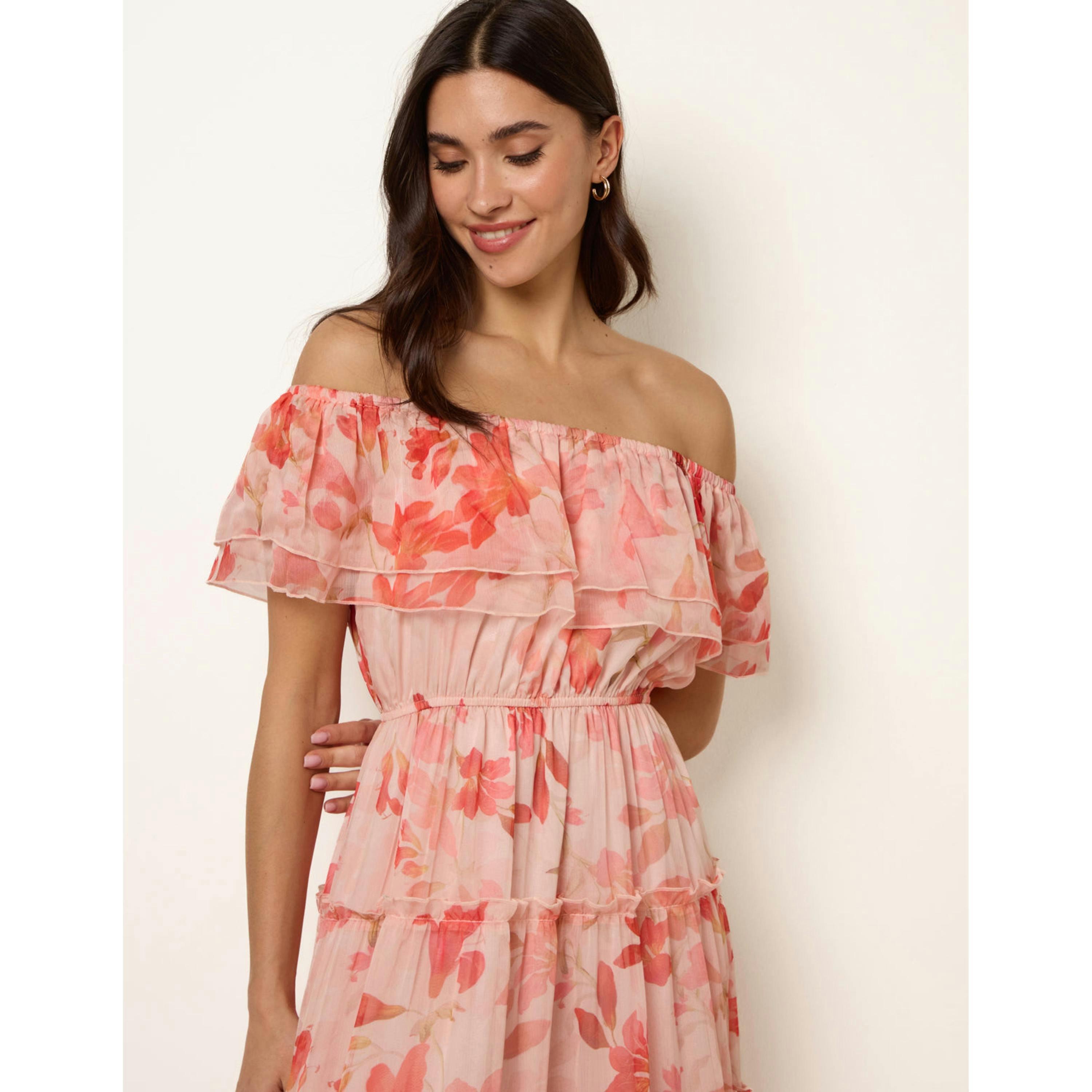 Blue Vanilla Off The Shoulder Maxi Dress  in Pink , view 4 of 6
