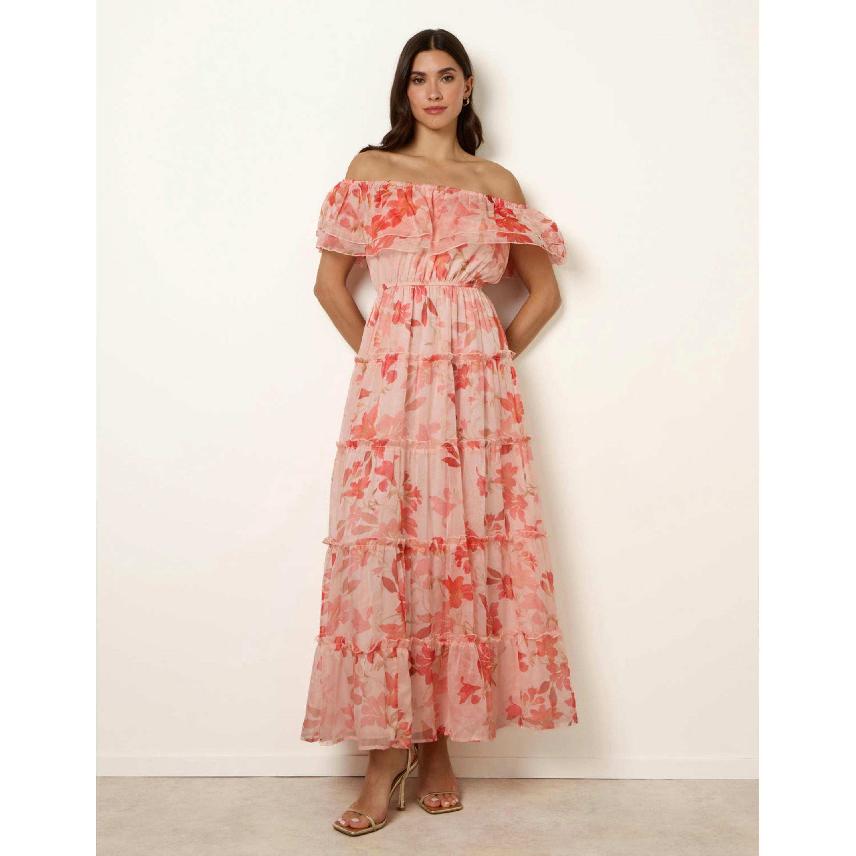 Blue Vanilla Off The Shoulder Maxi Dress  in Pink , view 5 of 6