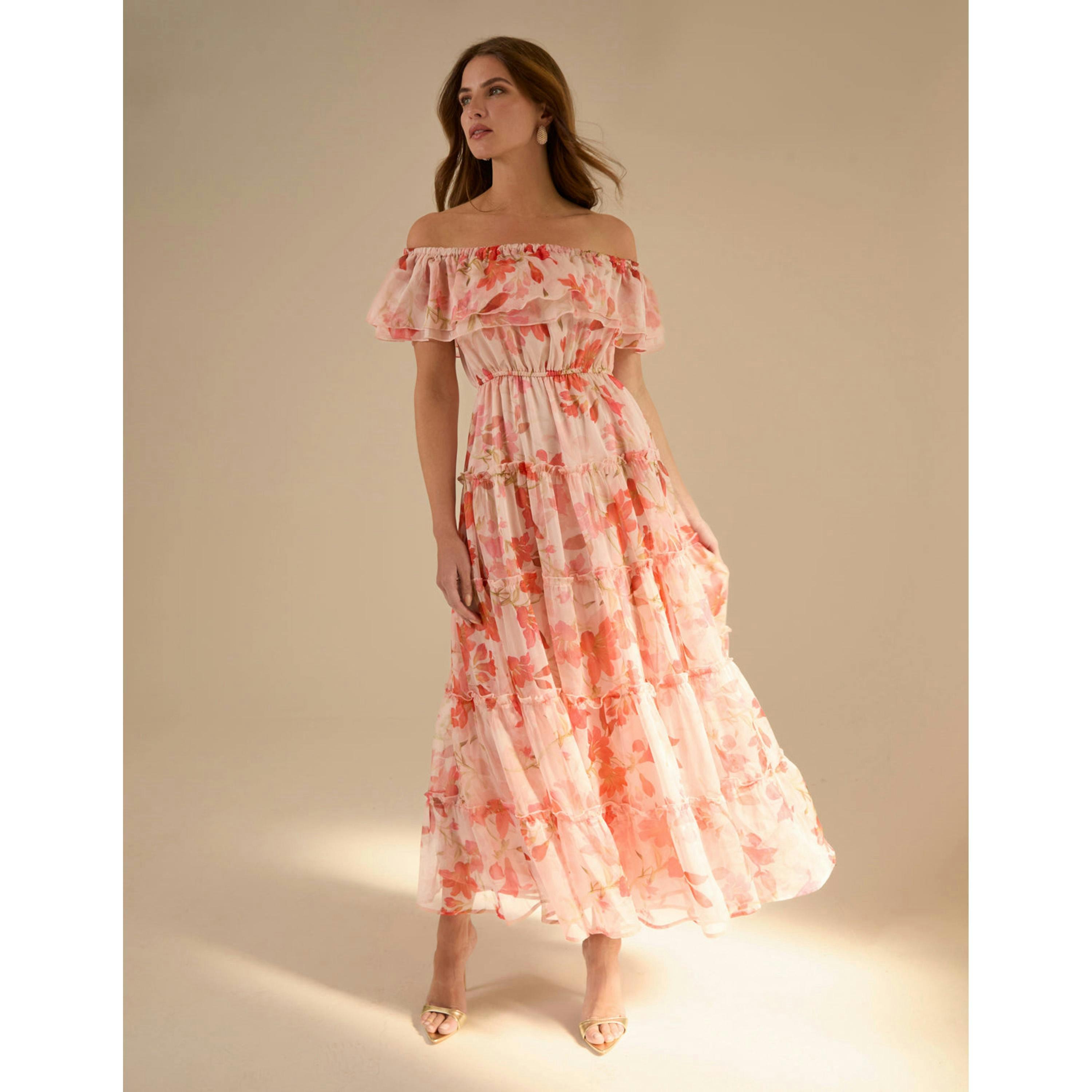 Blue Vanilla Off The Shoulder Maxi Dress  in Pink , view 6 of 6