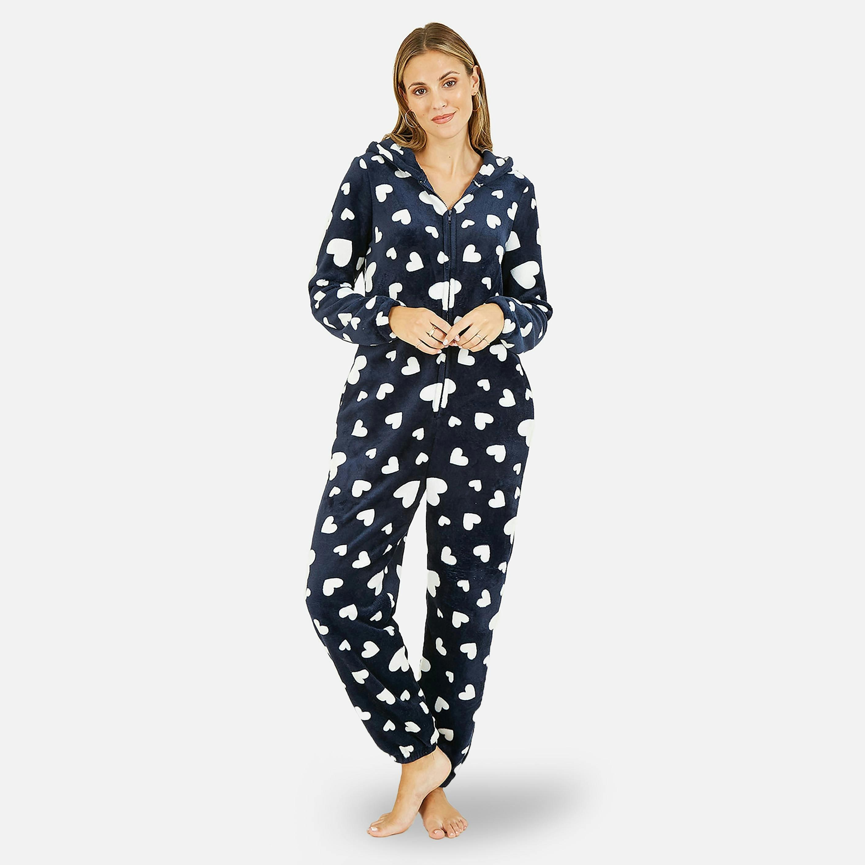 Yumi Navy Heart Super Soft Onesie With Pockets , view 3 of 3