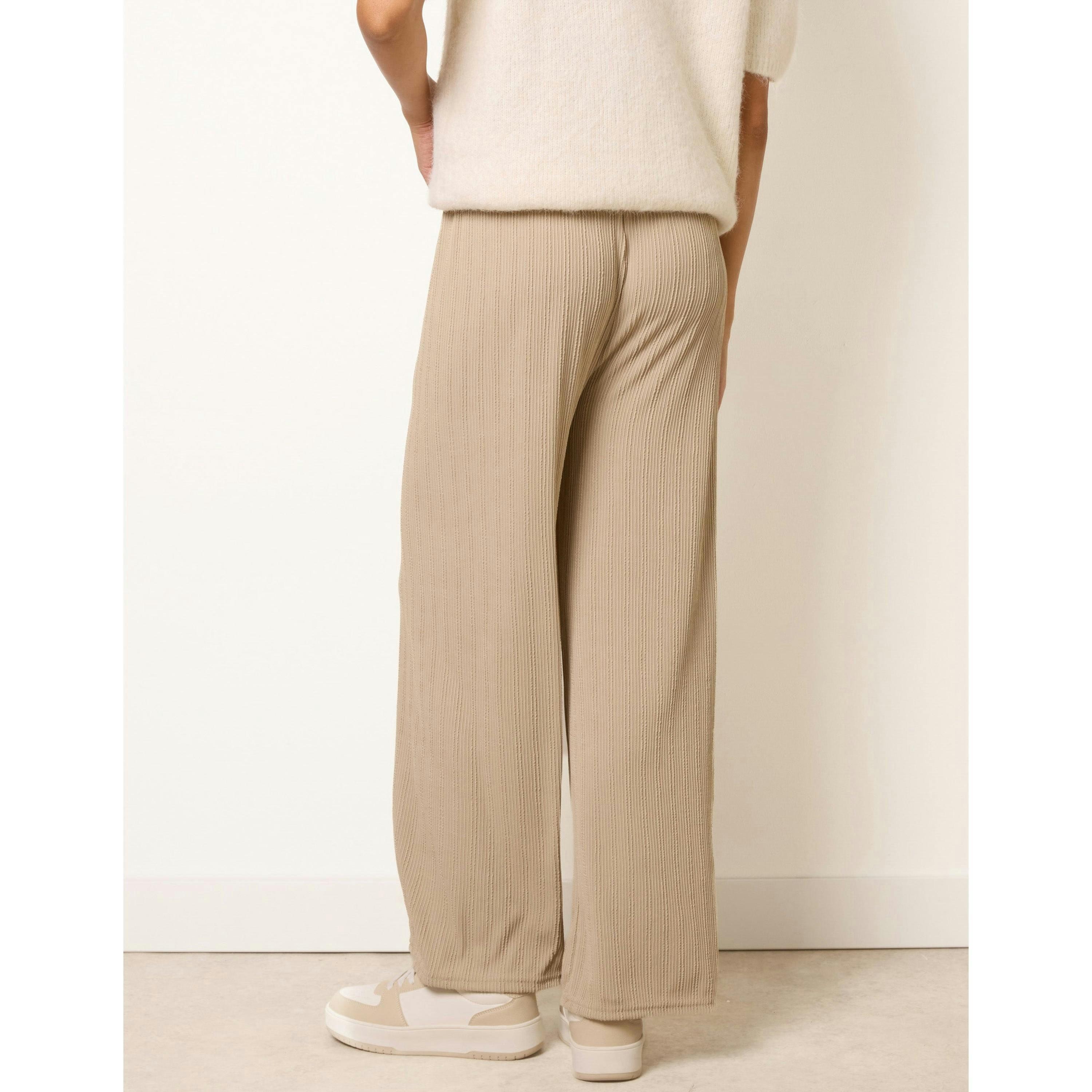 Blue Vanilla Ribbed Wide Leg Trousers  in Stone , view 2 of 4