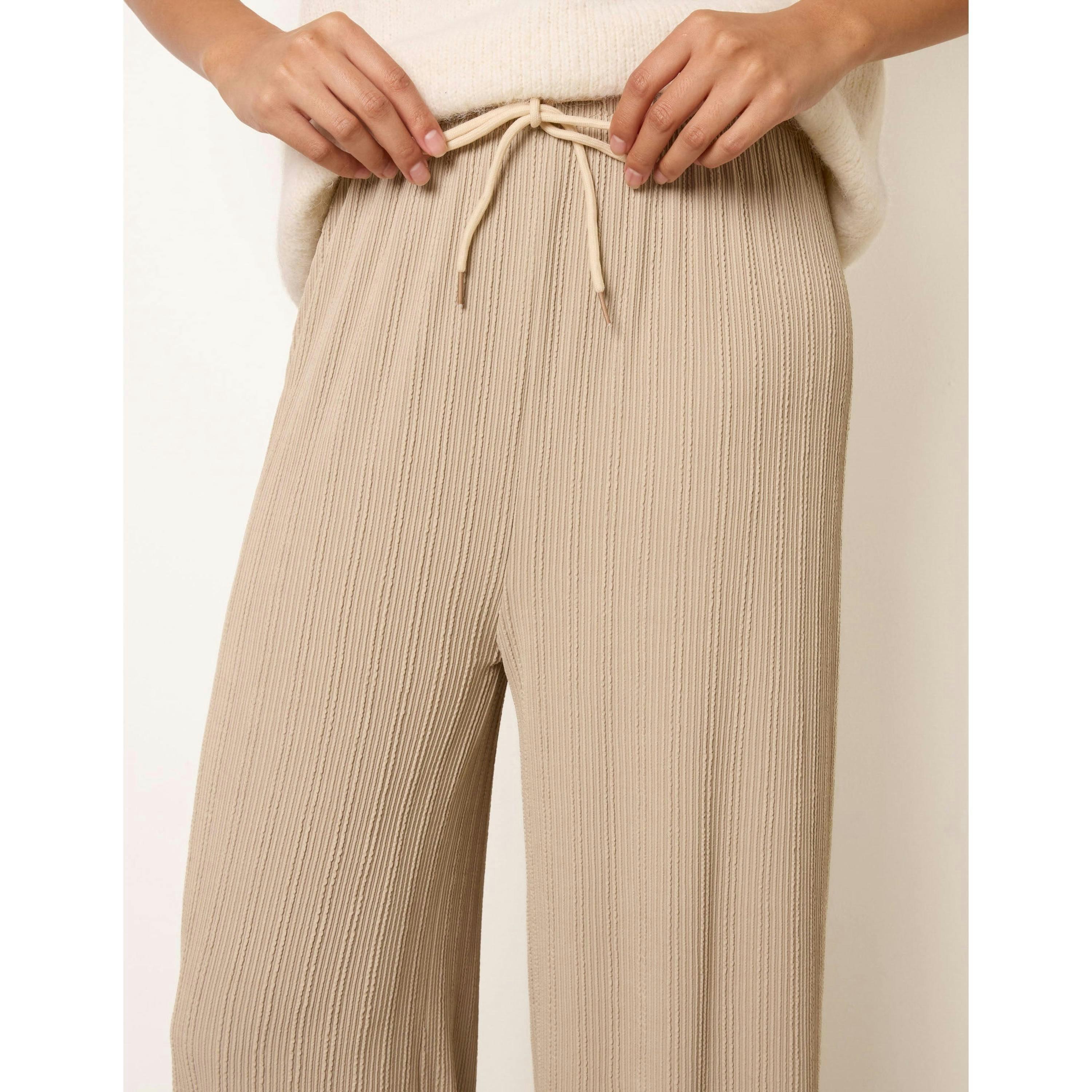 Blue Vanilla Ribbed Wide Leg Trousers  in Stone , view 4 of 4