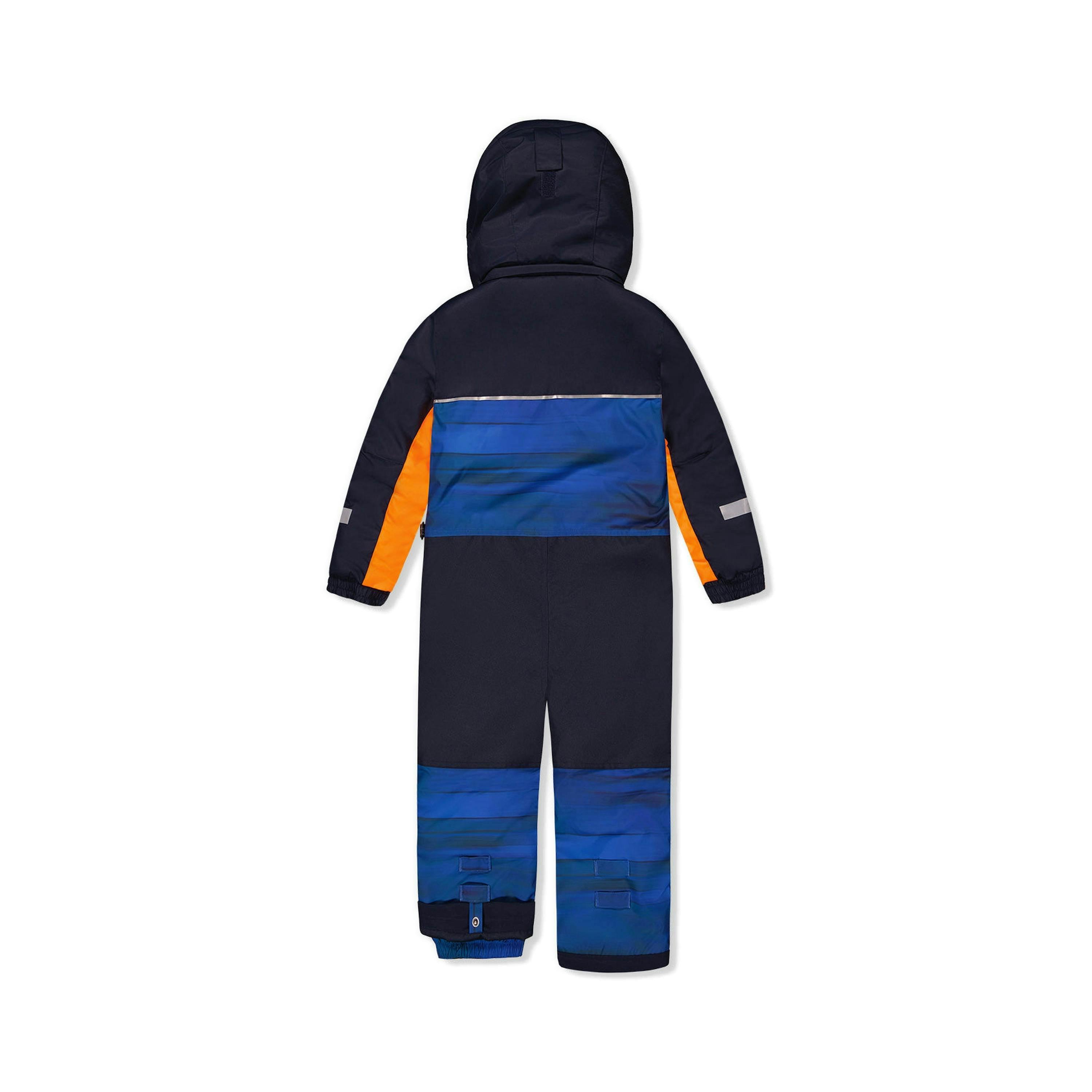 Kids One Piece Play Snowsuit Blue With Black Stripes , view 6 of 6