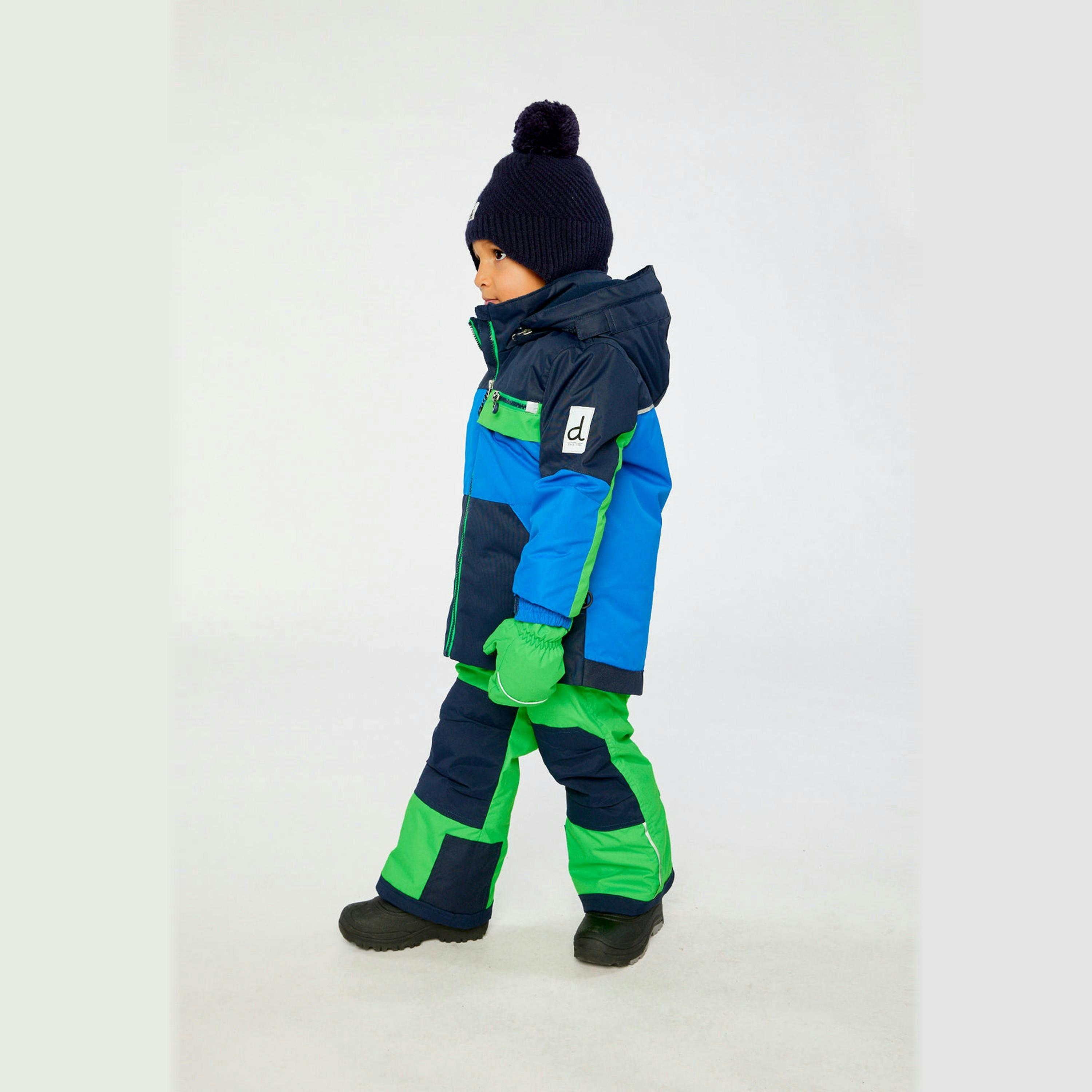 Two Piece Play Snowsuit Royal Blue And Green Colorblock , view 5 of 6