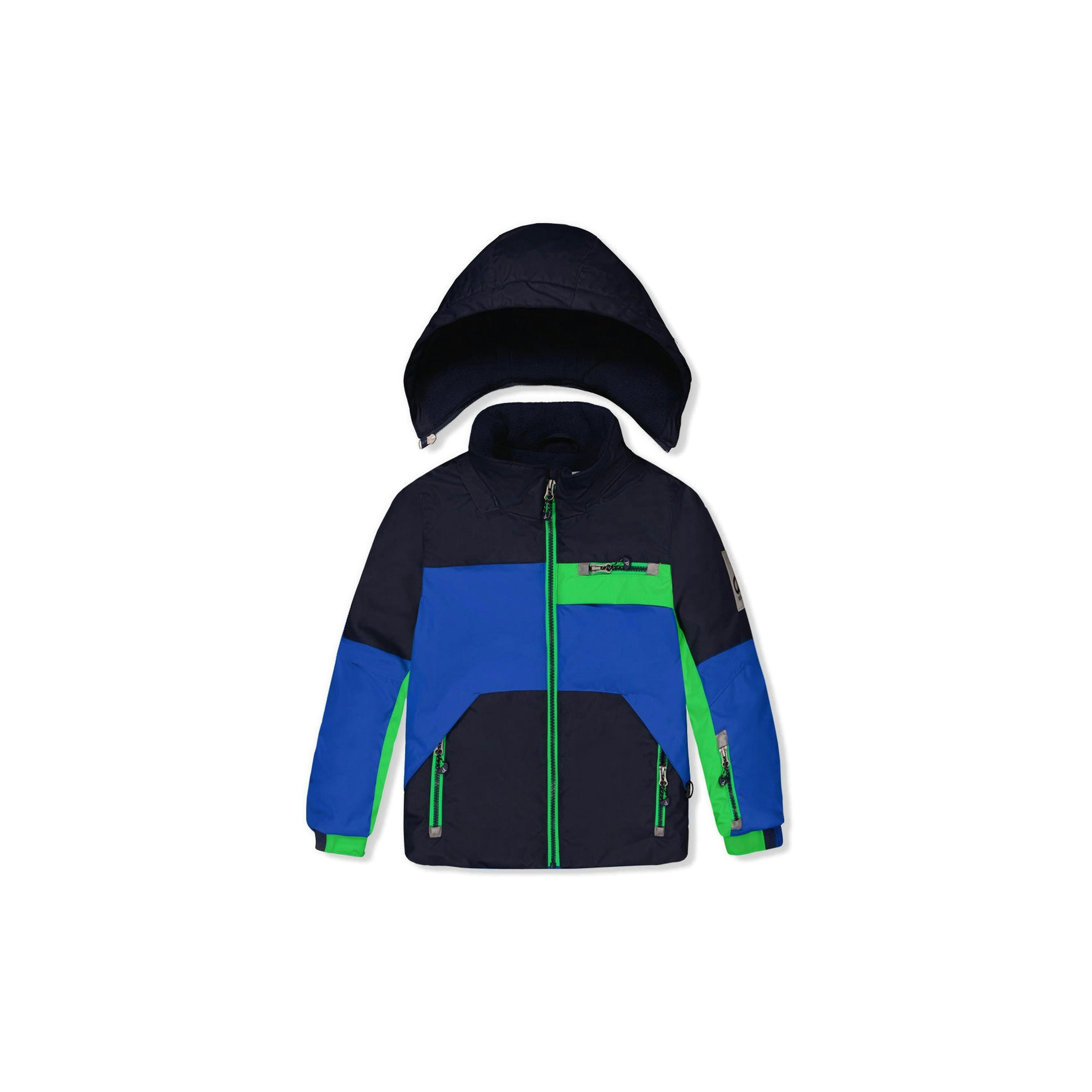 Two Piece Play Snowsuit Royal Blue And Green Colorblock , view 6 of 6