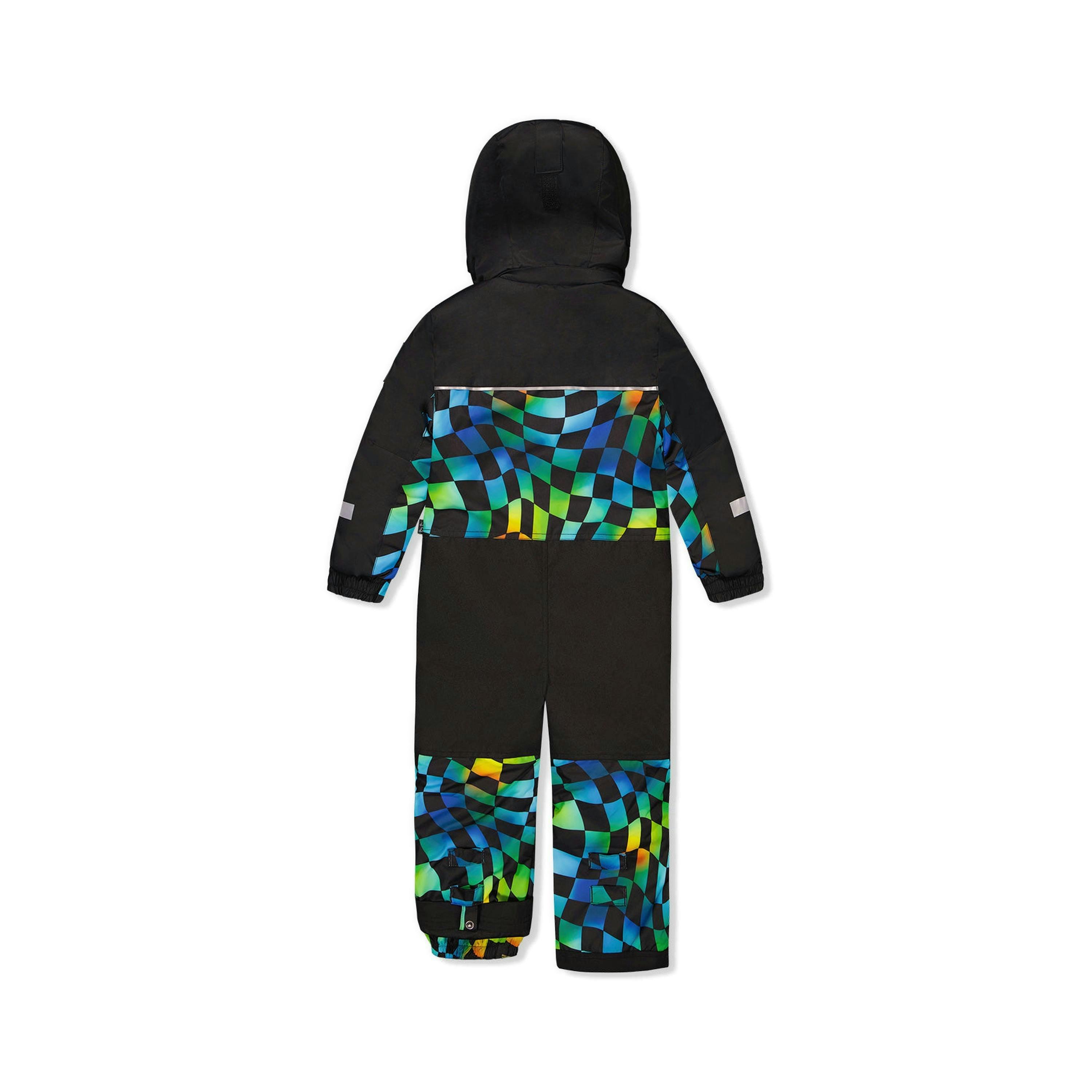 Kids One Piece Play Snowsuit Blue Checkered Print , view 3 of 5