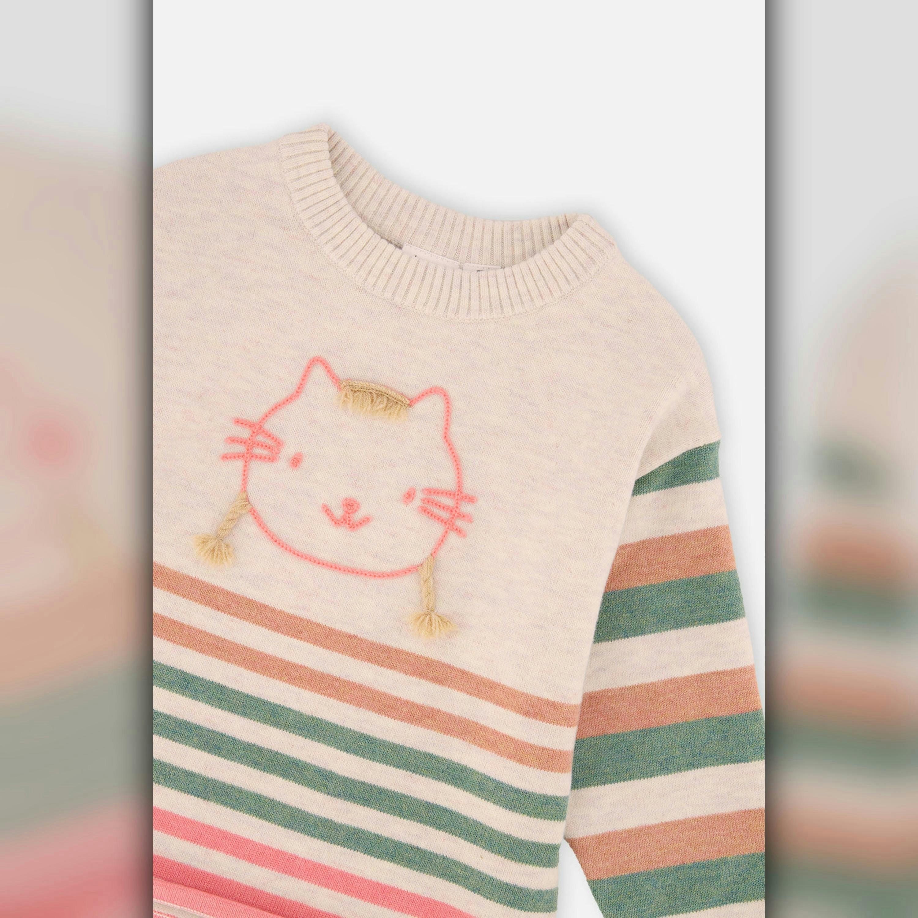 Knitted Stripe Sweater Off-White , view 5 of 6