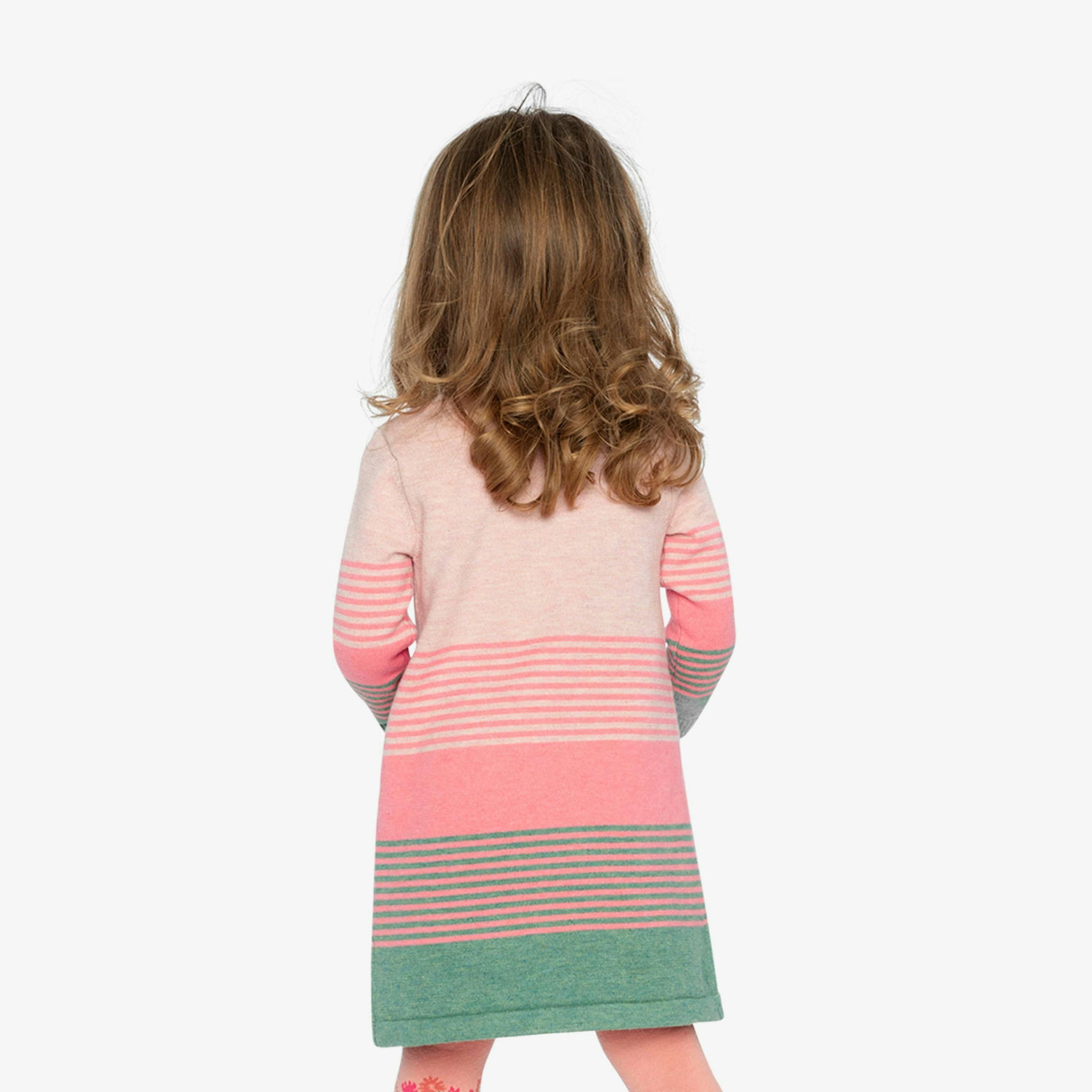 Knitted Stripe Dress Very Pale Pink And Green , view 4 of 5