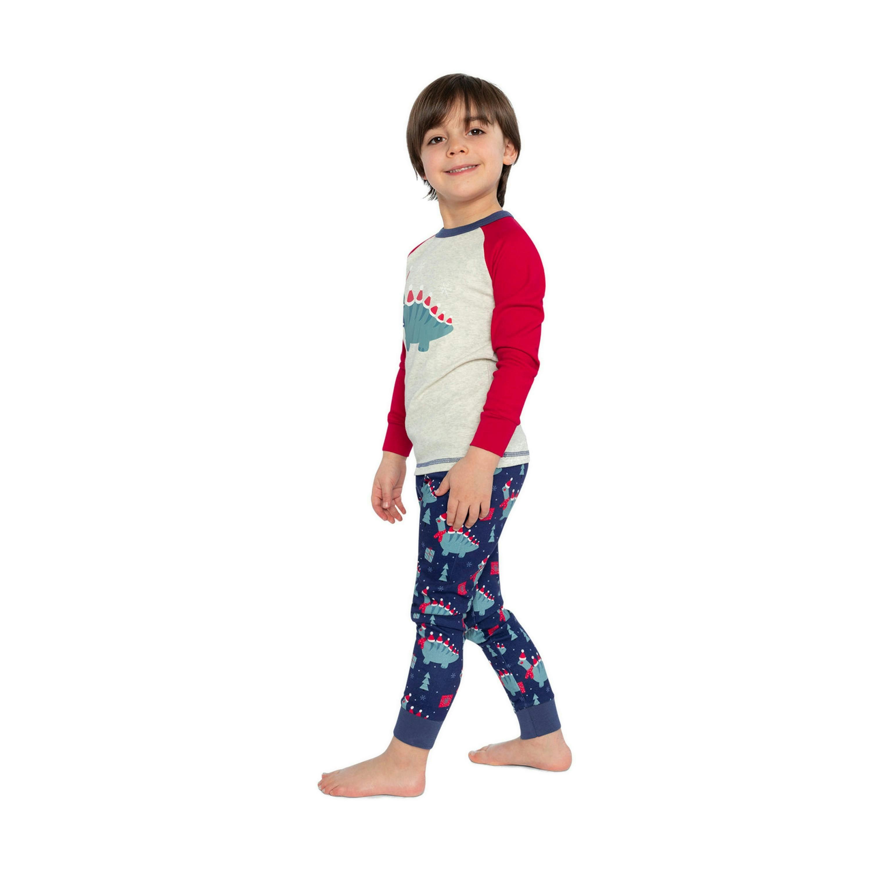 Organic Cotton Two Piece Pajama Set Blue Dinosaur Print , view 3 of 5