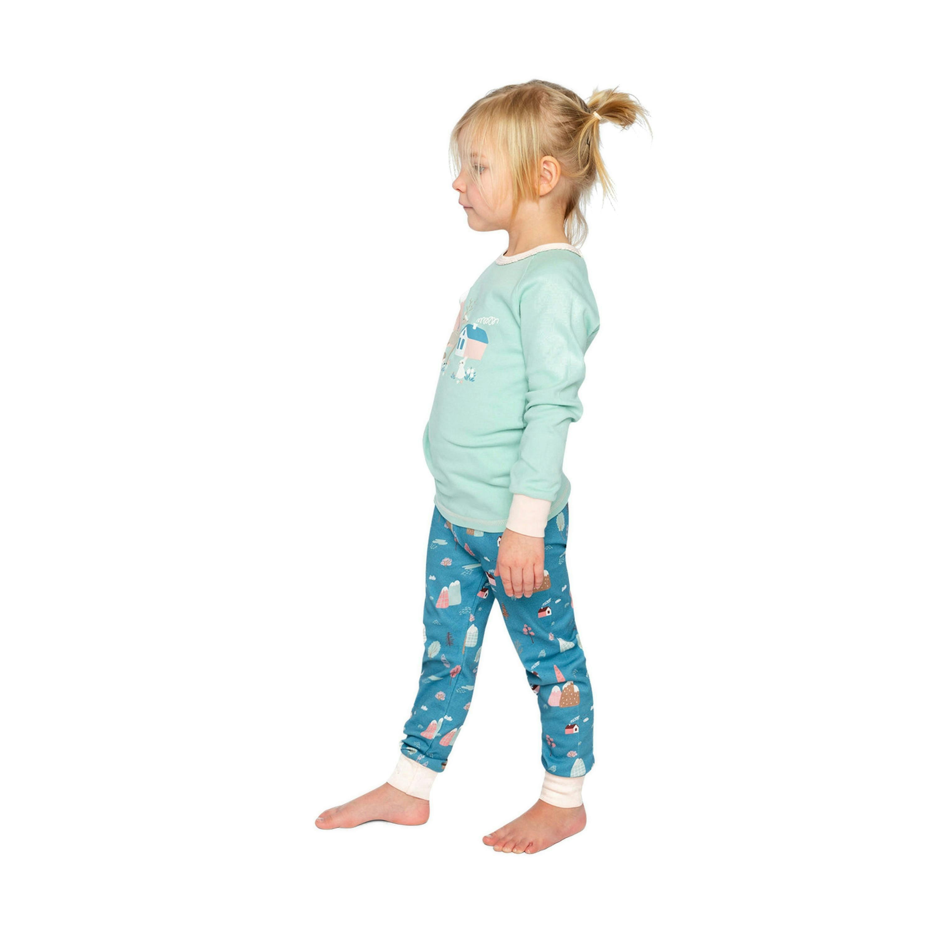 Organic Cotton Two Piece Pajama Set Blue House Print , view 3 of 6