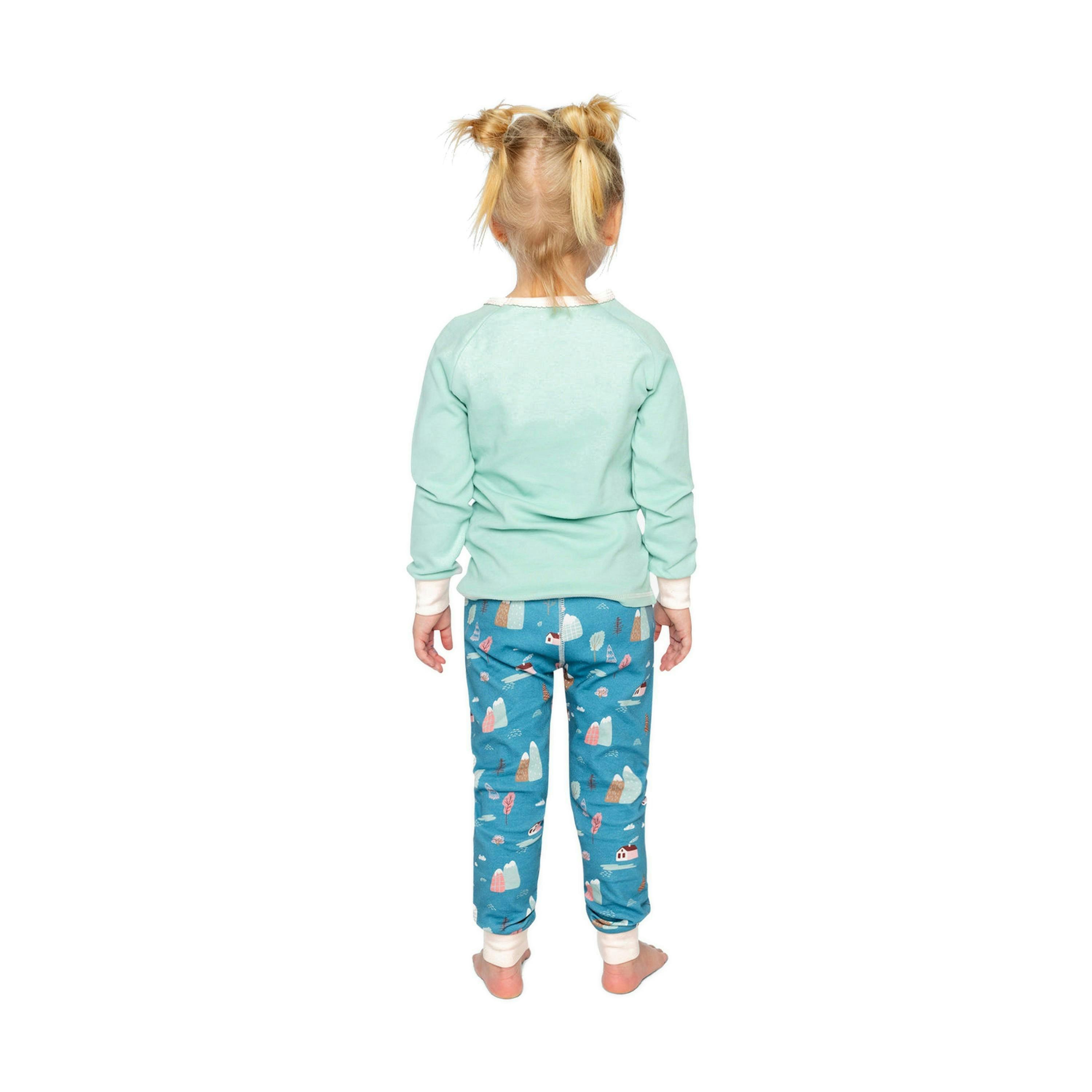 Organic Cotton Two Piece Pajama Set Blue House Print , view 4 of 6