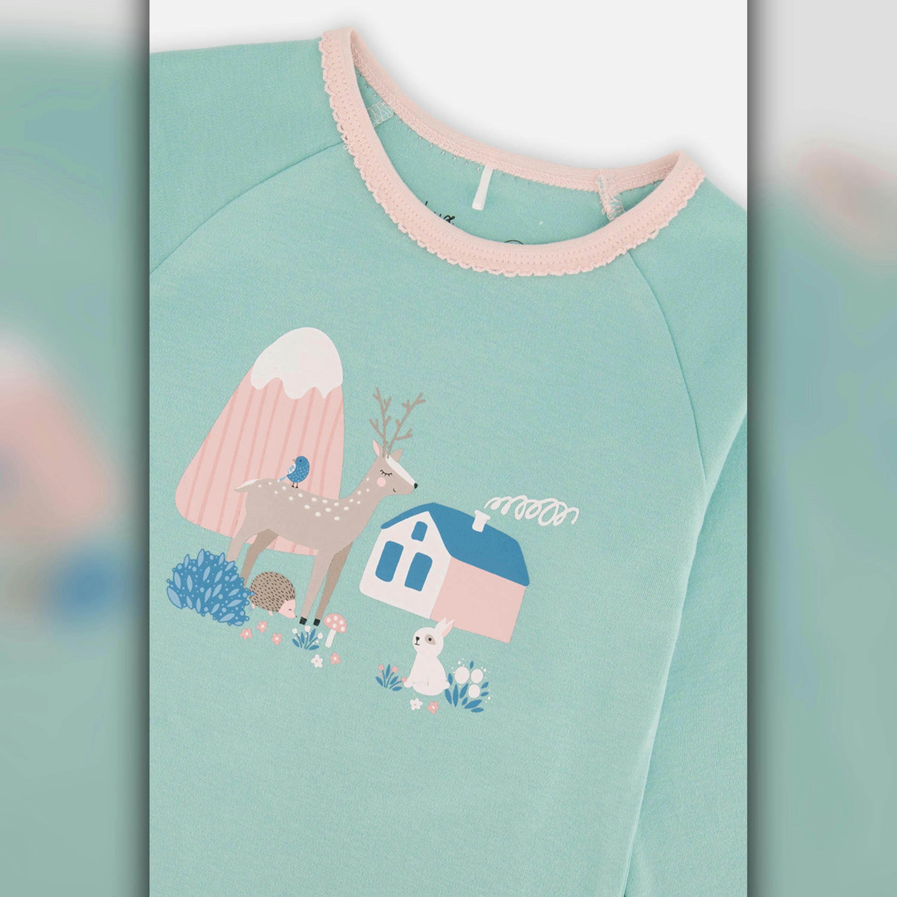 Organic Cotton Two Piece Pajama Set Blue House Print , view 5 of 6