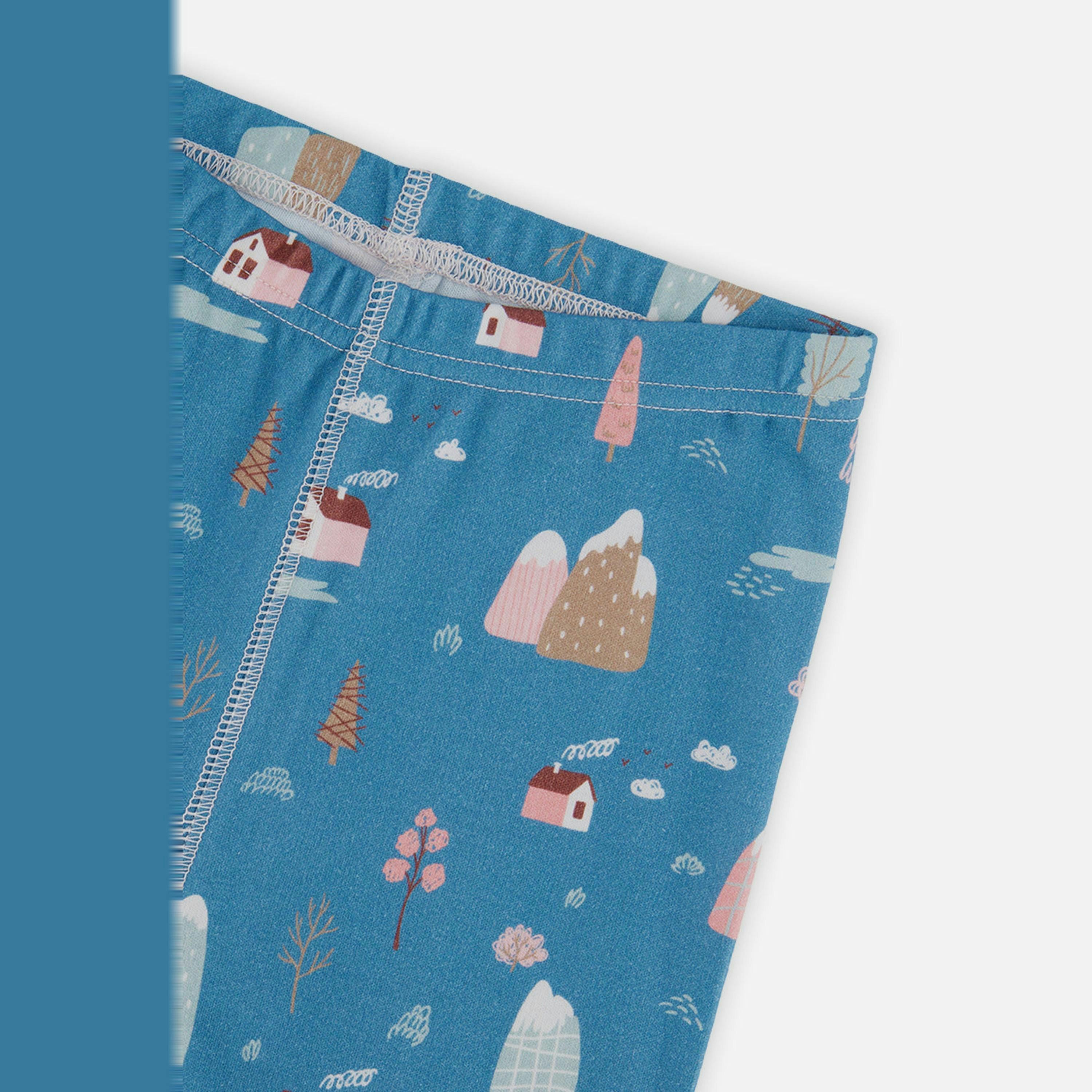 Organic Cotton Two Piece Pajama Set Blue House Print , view 6 of 6