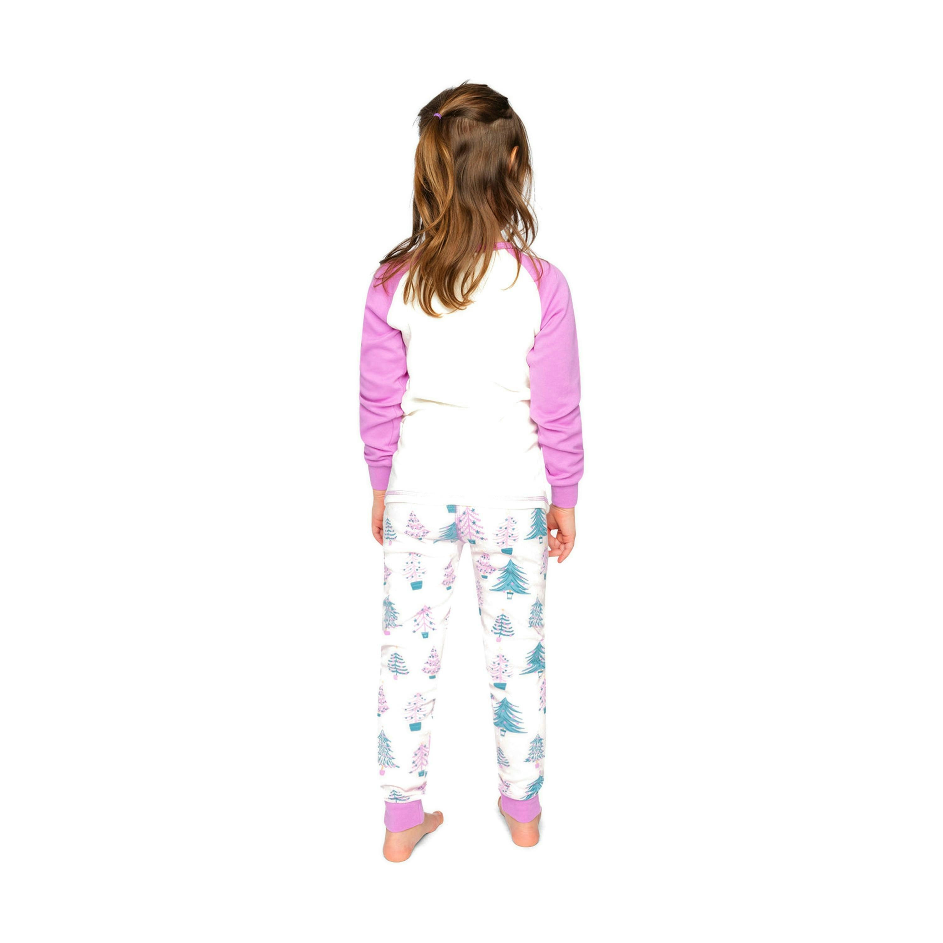 Organic Cotton Two Piece Pajama Set Pink Tree Print , view 4 of 6