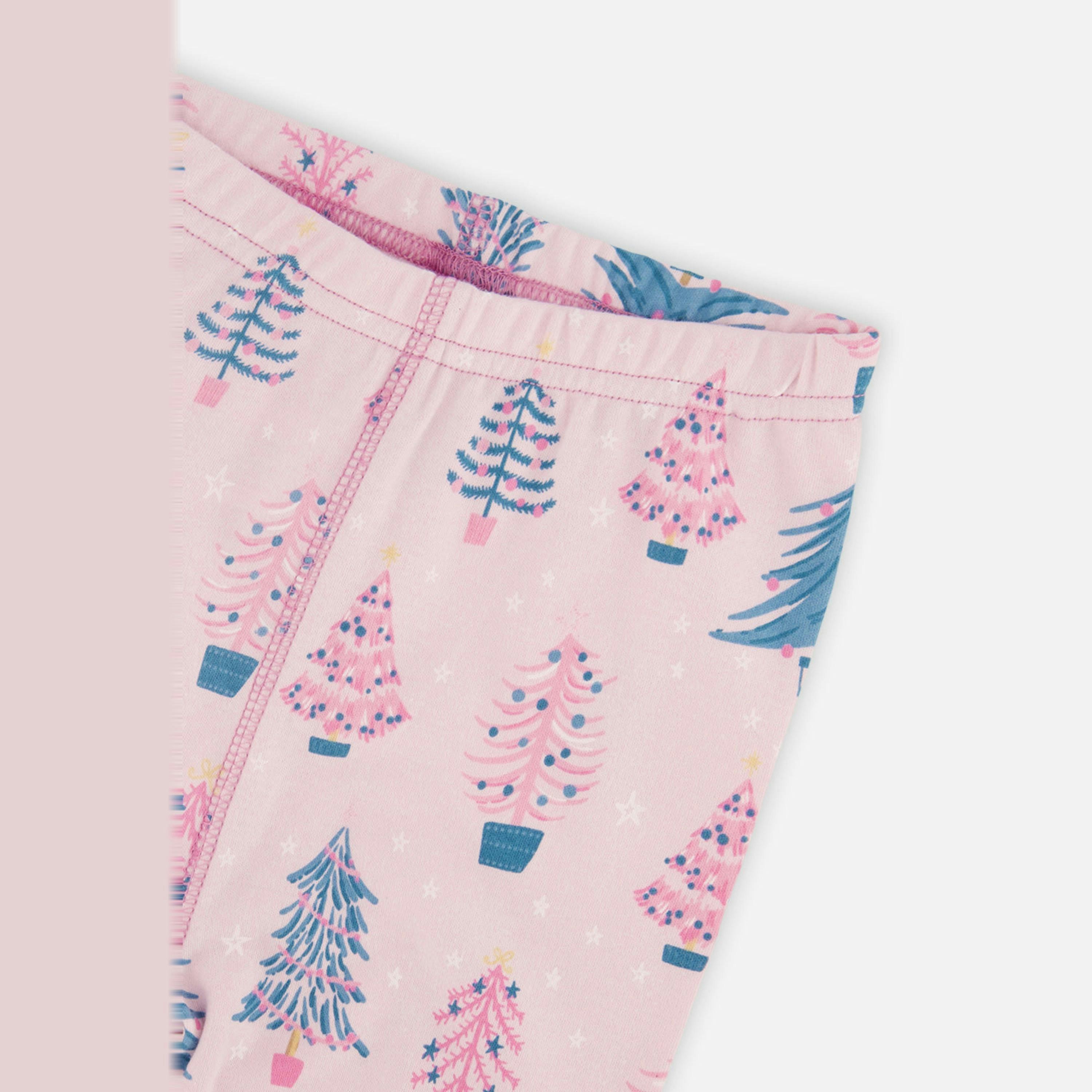 Organic Cotton Two Piece Pajama Set Pink Tree Print , view 6 of 6
