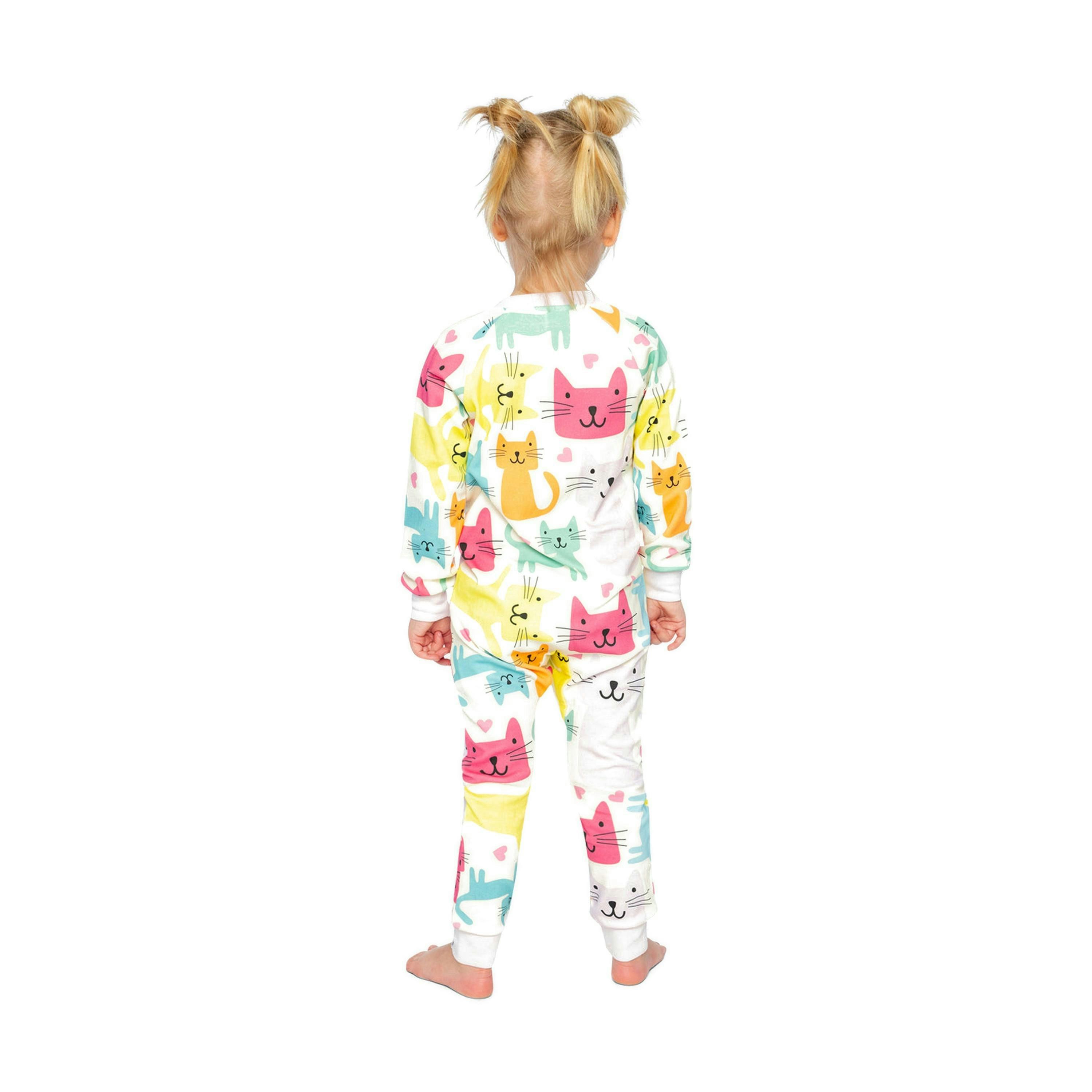 Organic Cotton One Piece Pajama White Cat Print , view 4 of 5