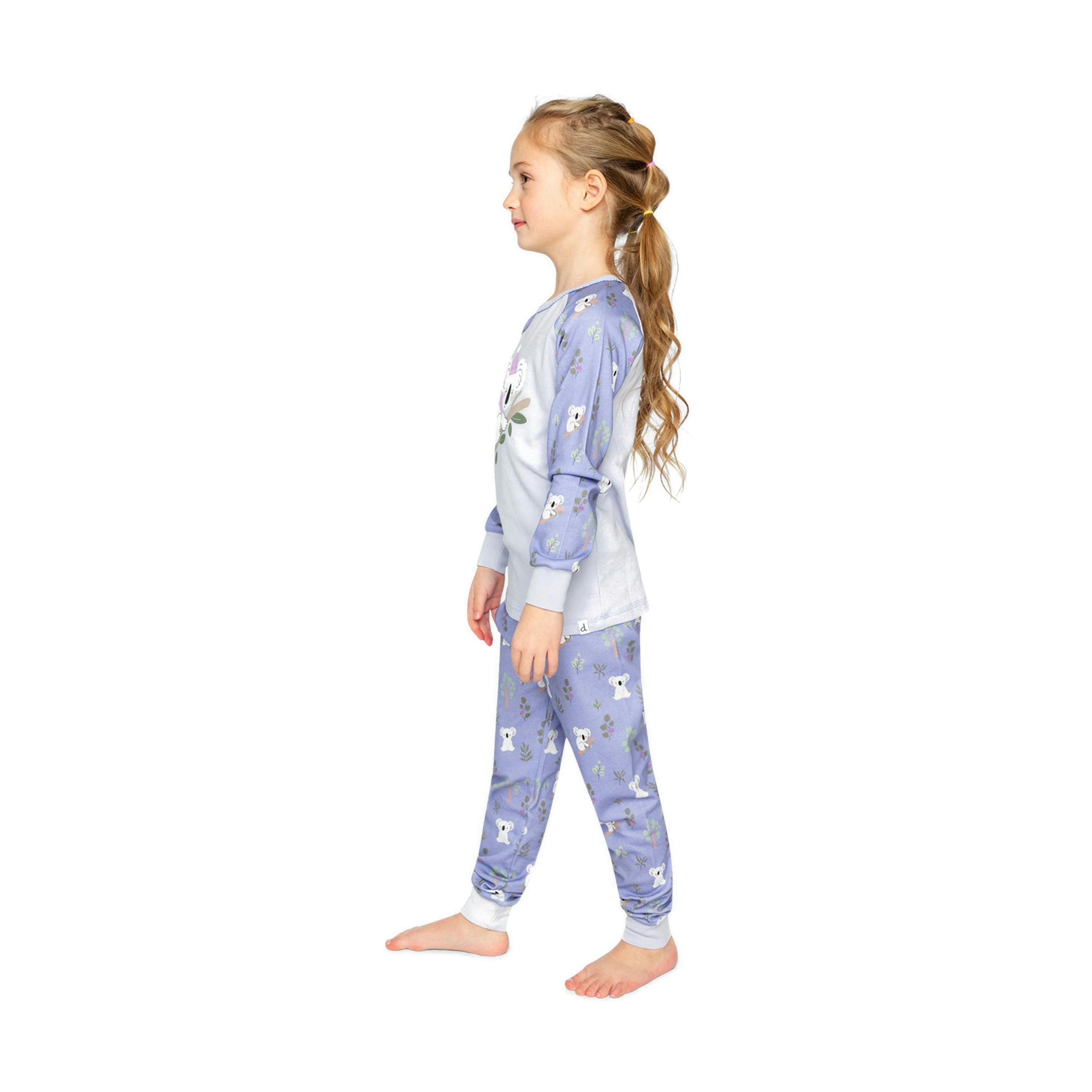 Organic Cotton Two Piece Pajama Set Purple Koala Print , view 3 of 5
