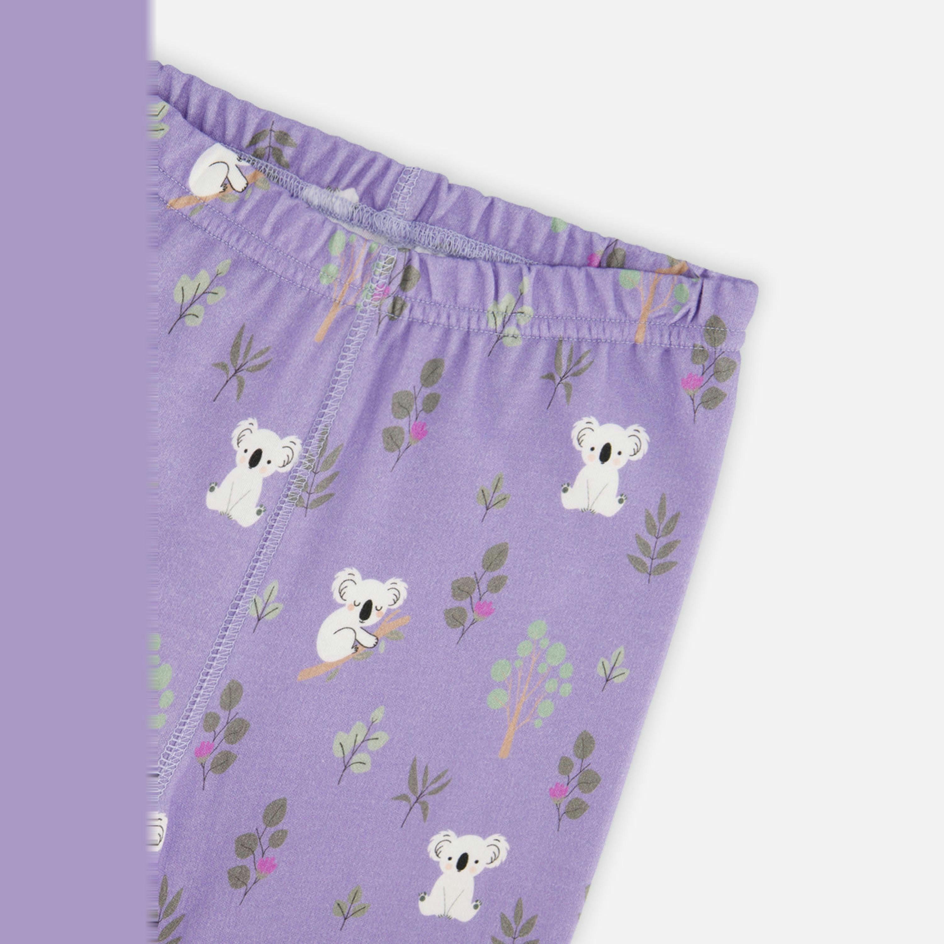 Organic Cotton Two Piece Pajama Set Purple Koala Print , view 5 of 5