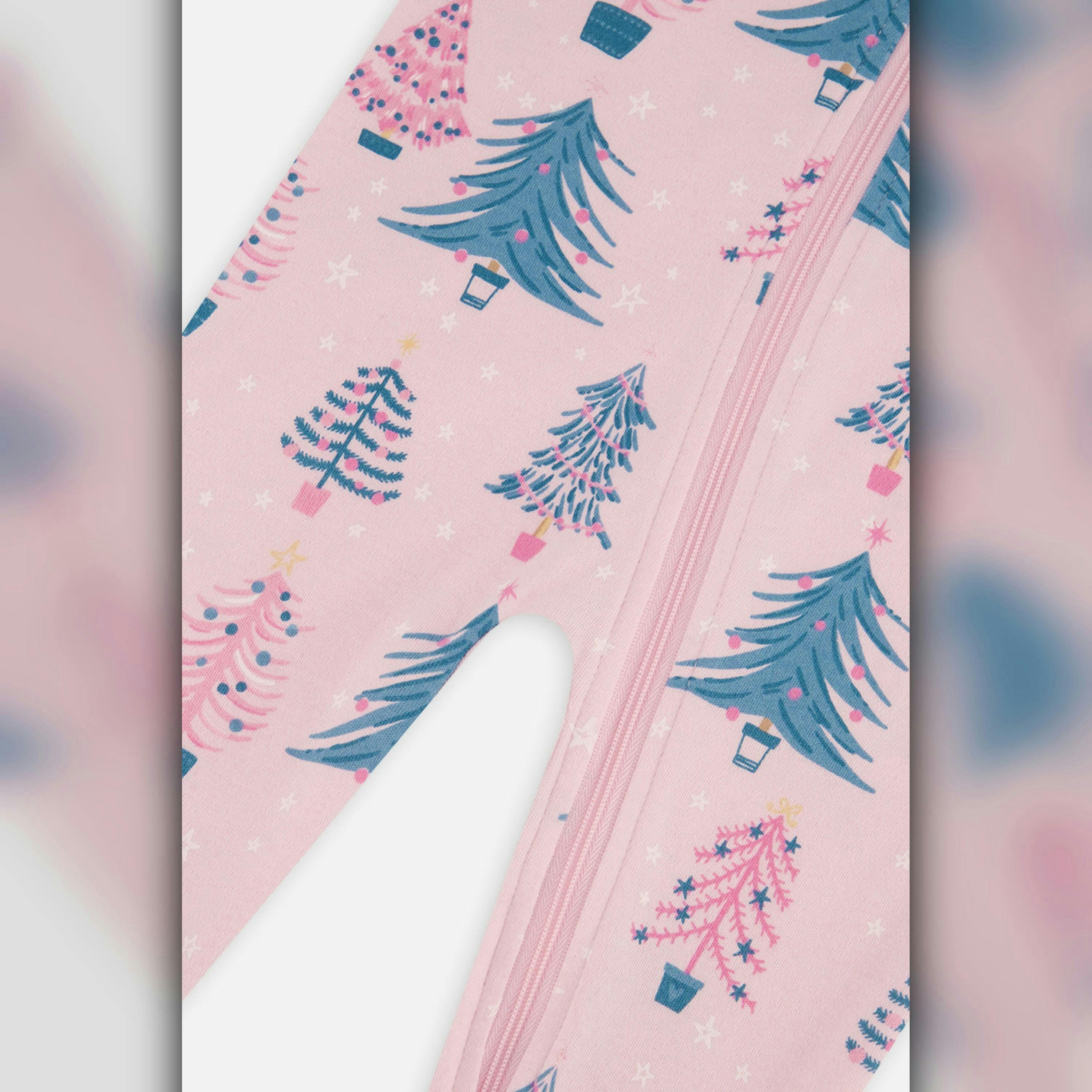 Baby Organic Cotton One Piece Pajama Pink Tree Print , view 2 of 2