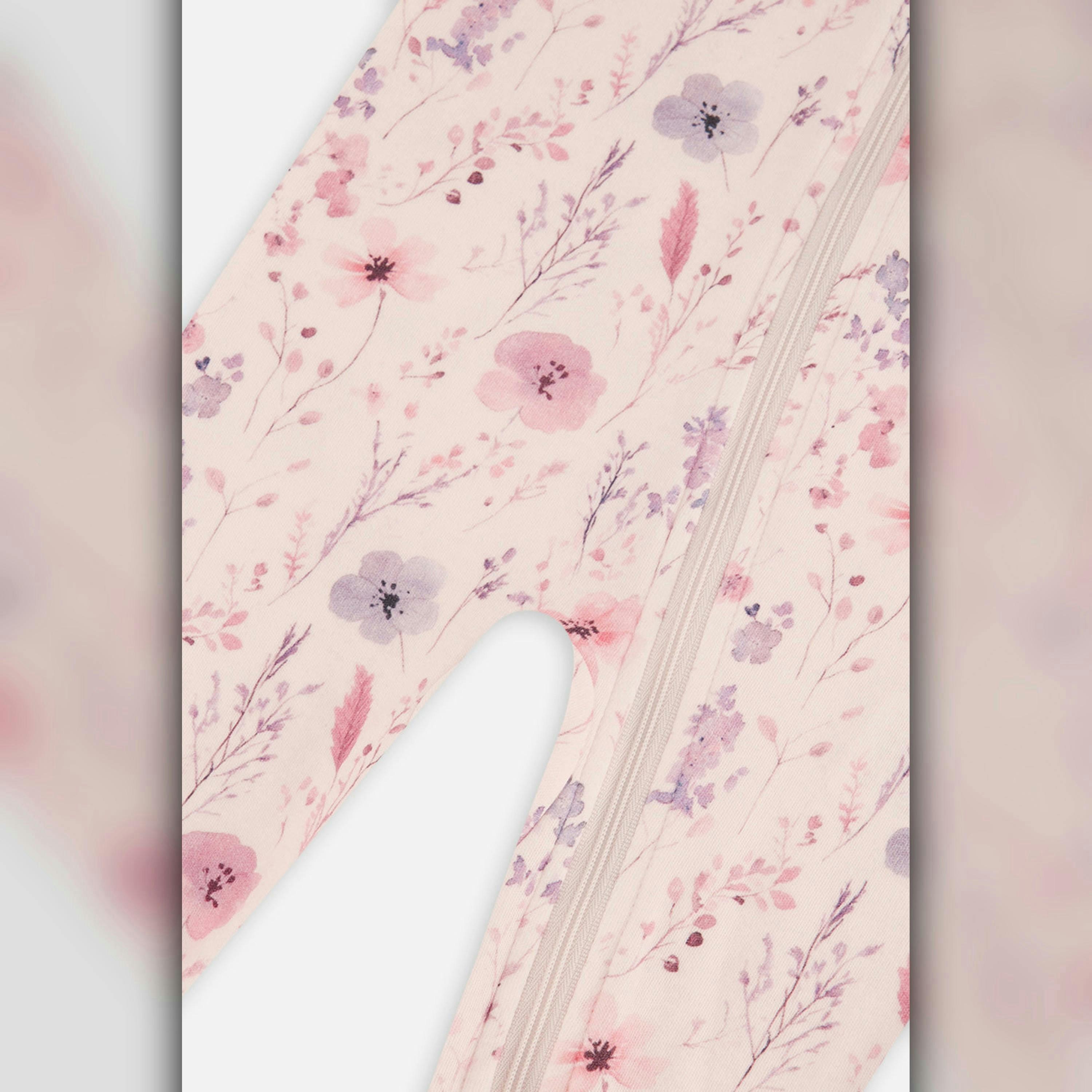 Baby Organic Cotton One Piece Pajama Pink Floral Print , view 2 of 2