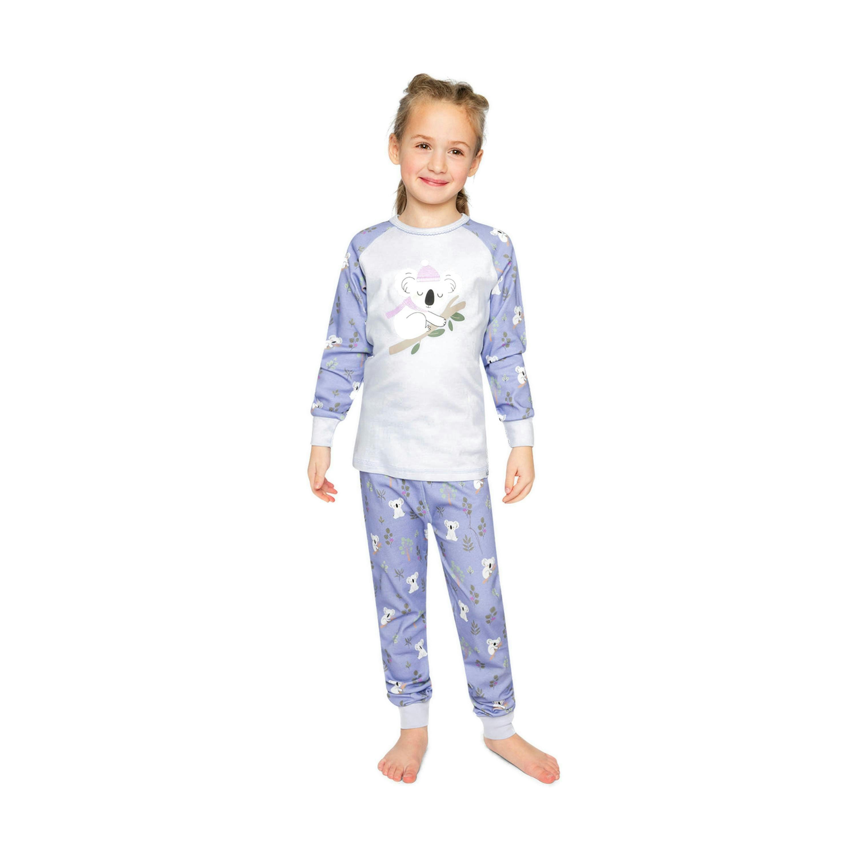 Organic Cotton Two Piece Pajama Set Purple Koala Print , view 2 of 5