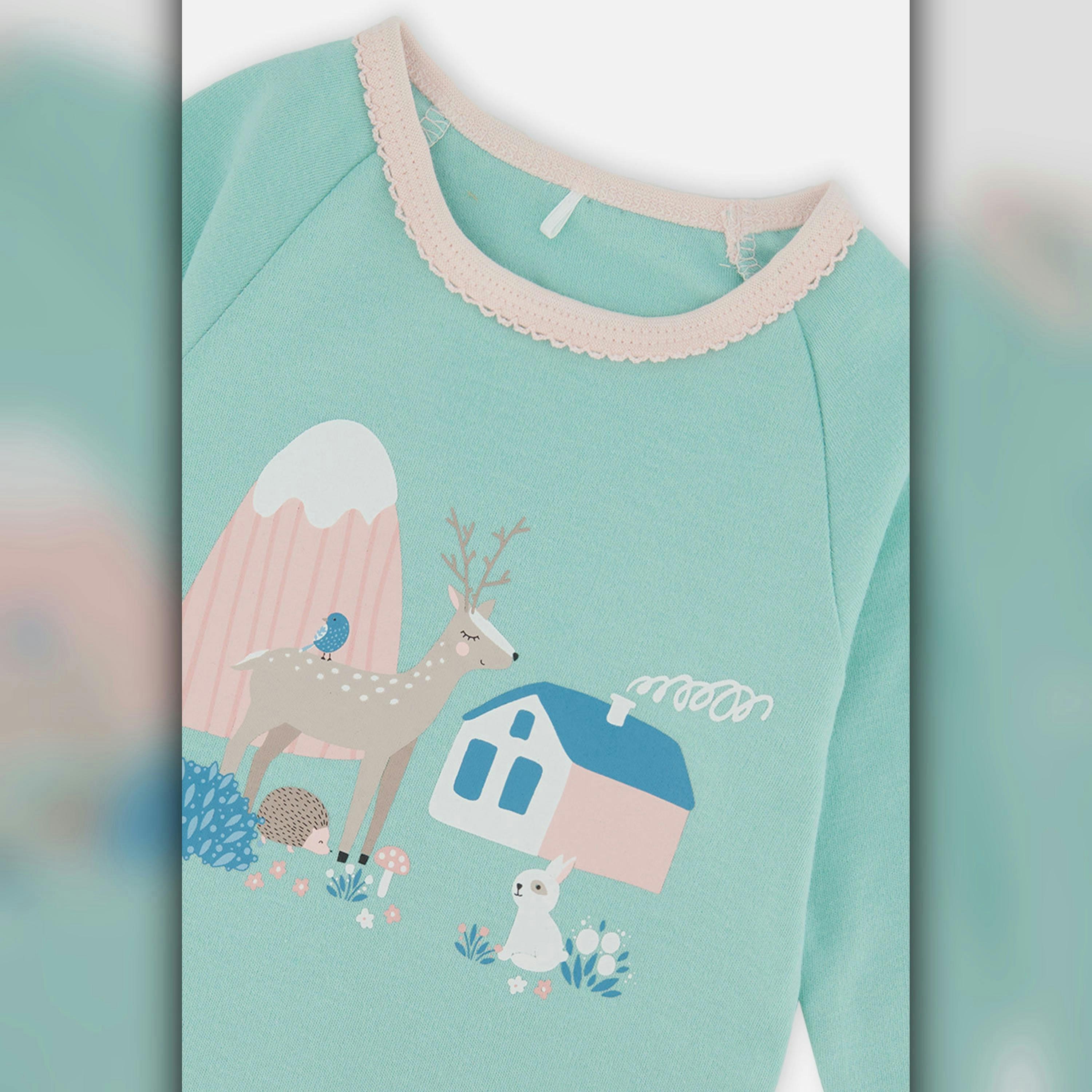 Organic Cotton Two Piece Pajama Set Blue House Print , view 5 of 6
