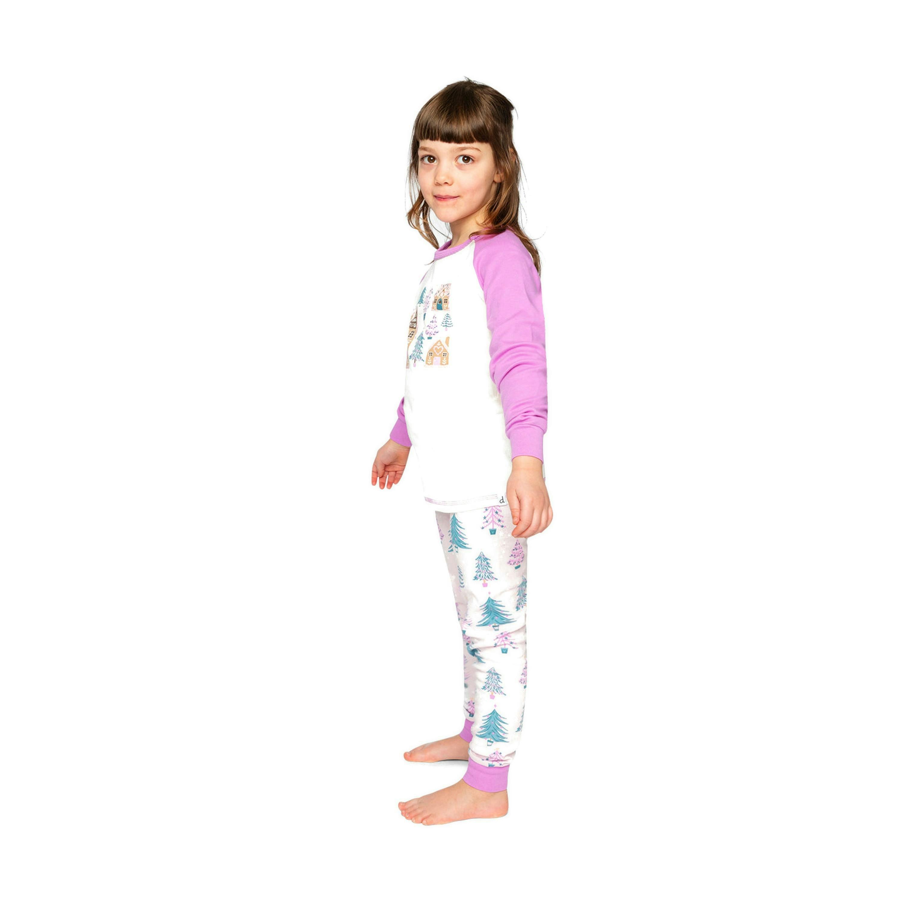 Organic Cotton Two Piece Pajama Set Pink Tree Print , view 3 of 6