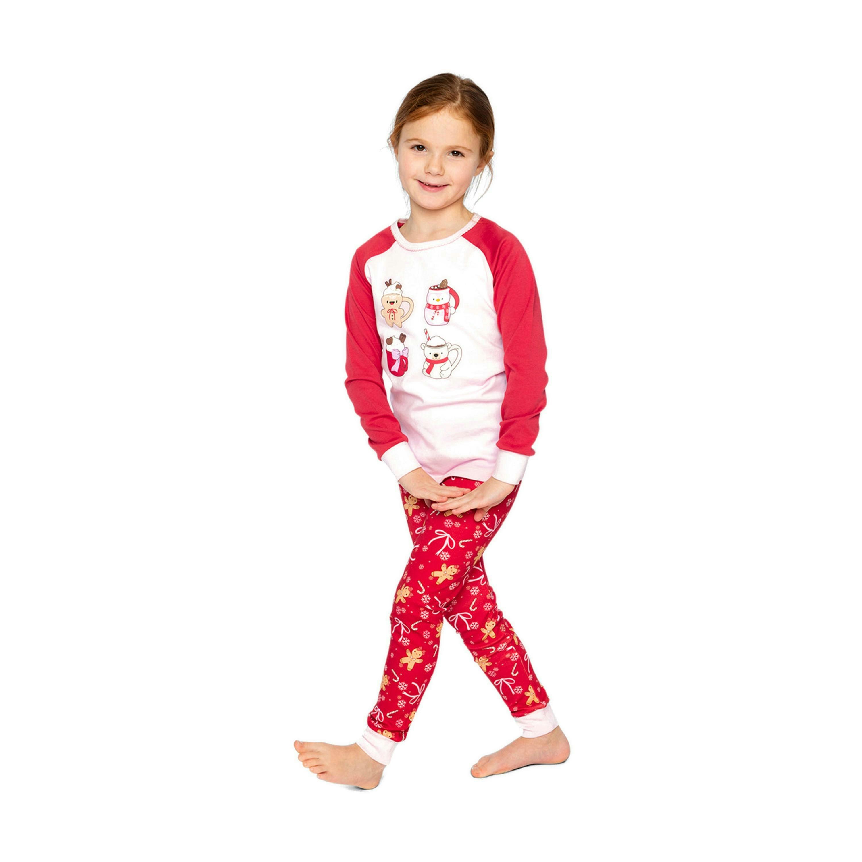 Organic Cotton Two Piece Pajama Set Red Gingerbread Print , view 2 of 6