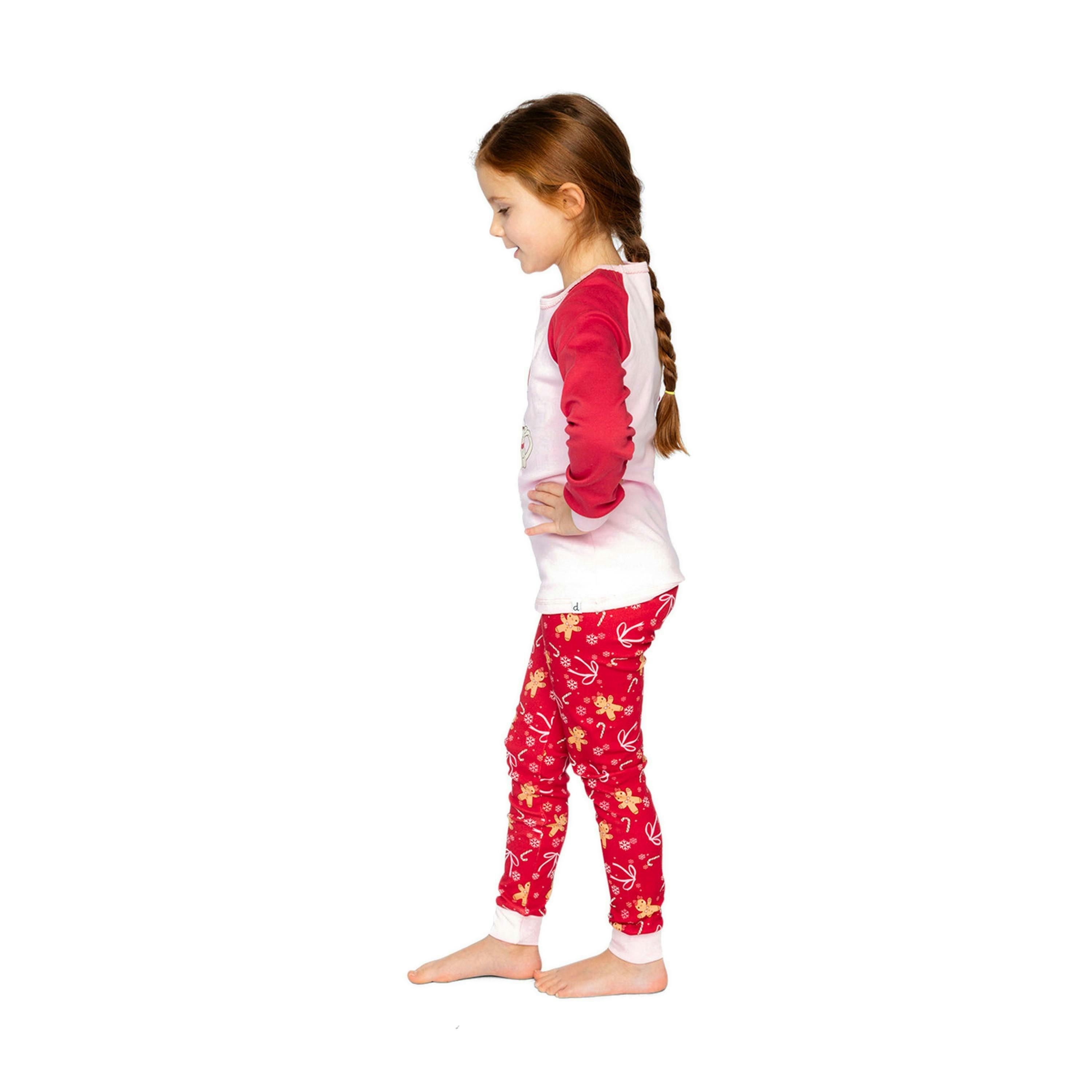 Organic Cotton Two Piece Pajama Set Red Gingerbread Print , view 3 of 6