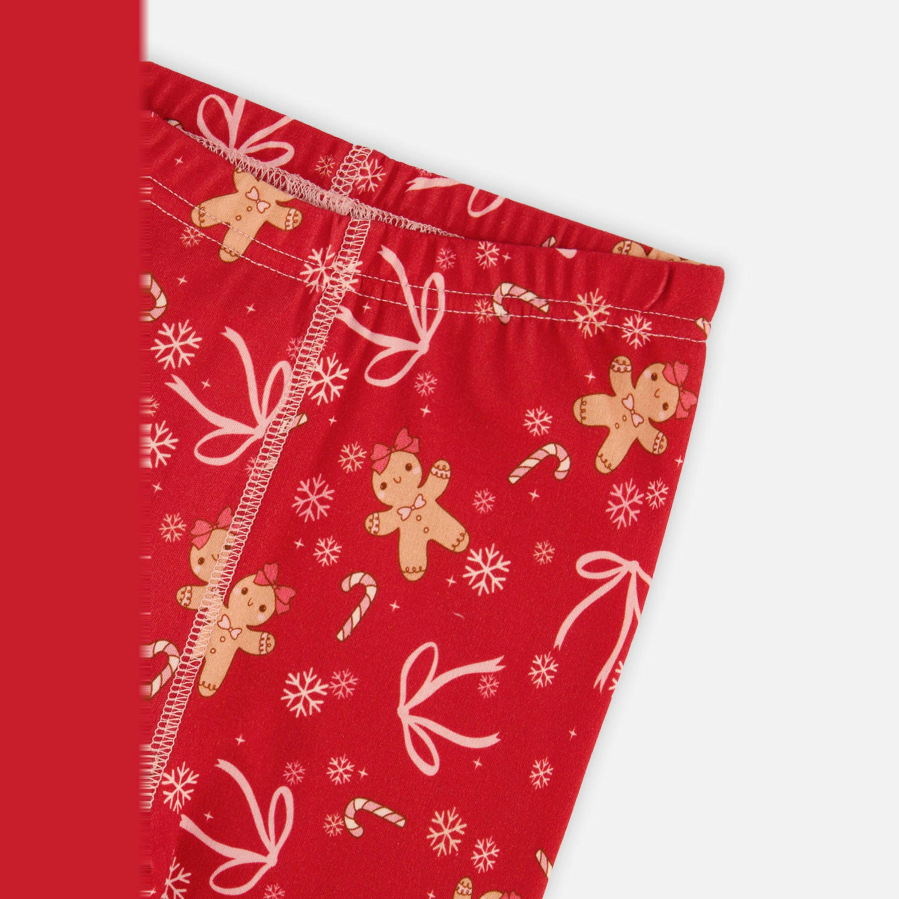 Organic Cotton Two Piece Pajama Set Red Gingerbread Print , view 6 of 6