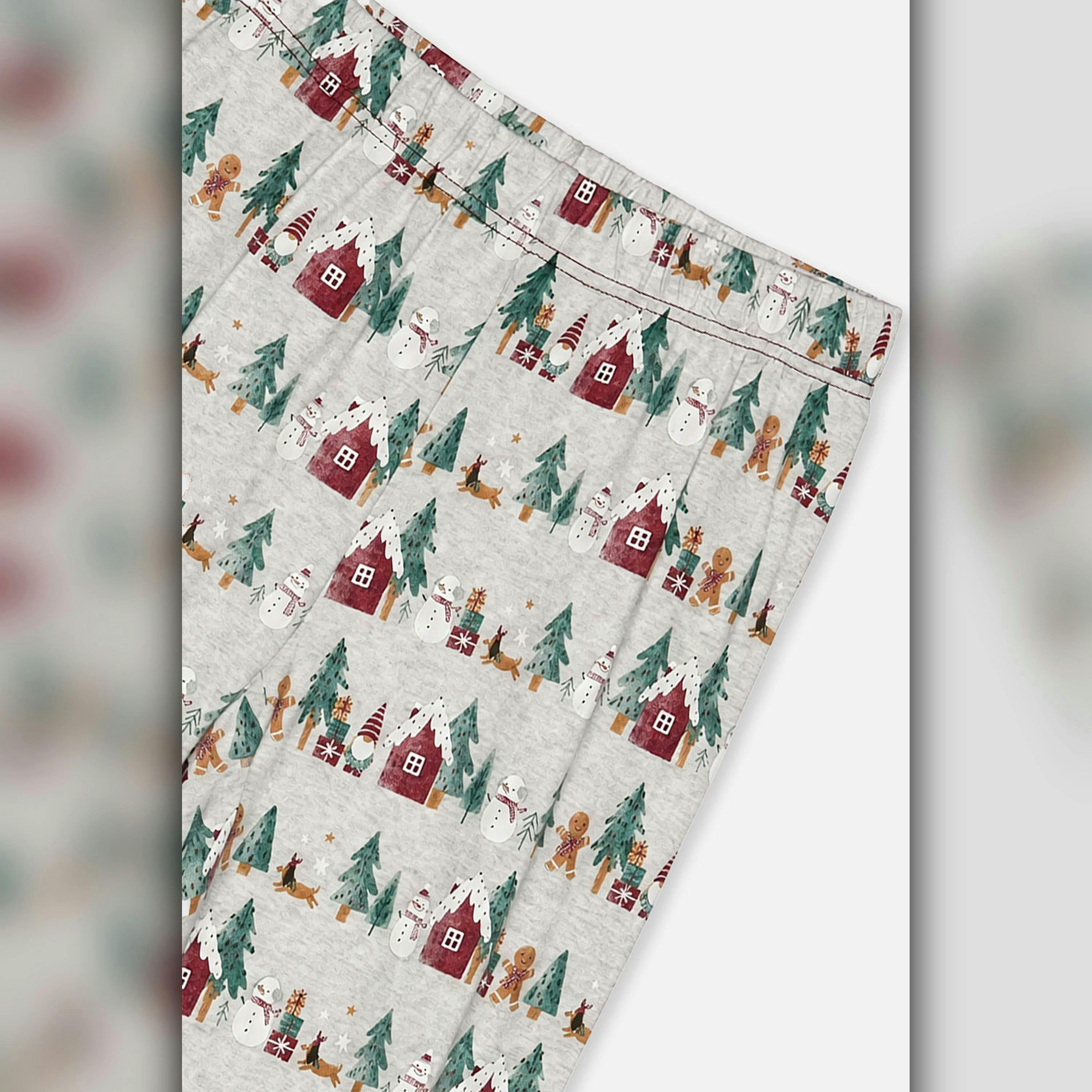 Men Two Piece Christmas Pajama Set Holiday Print , view 3 of 6