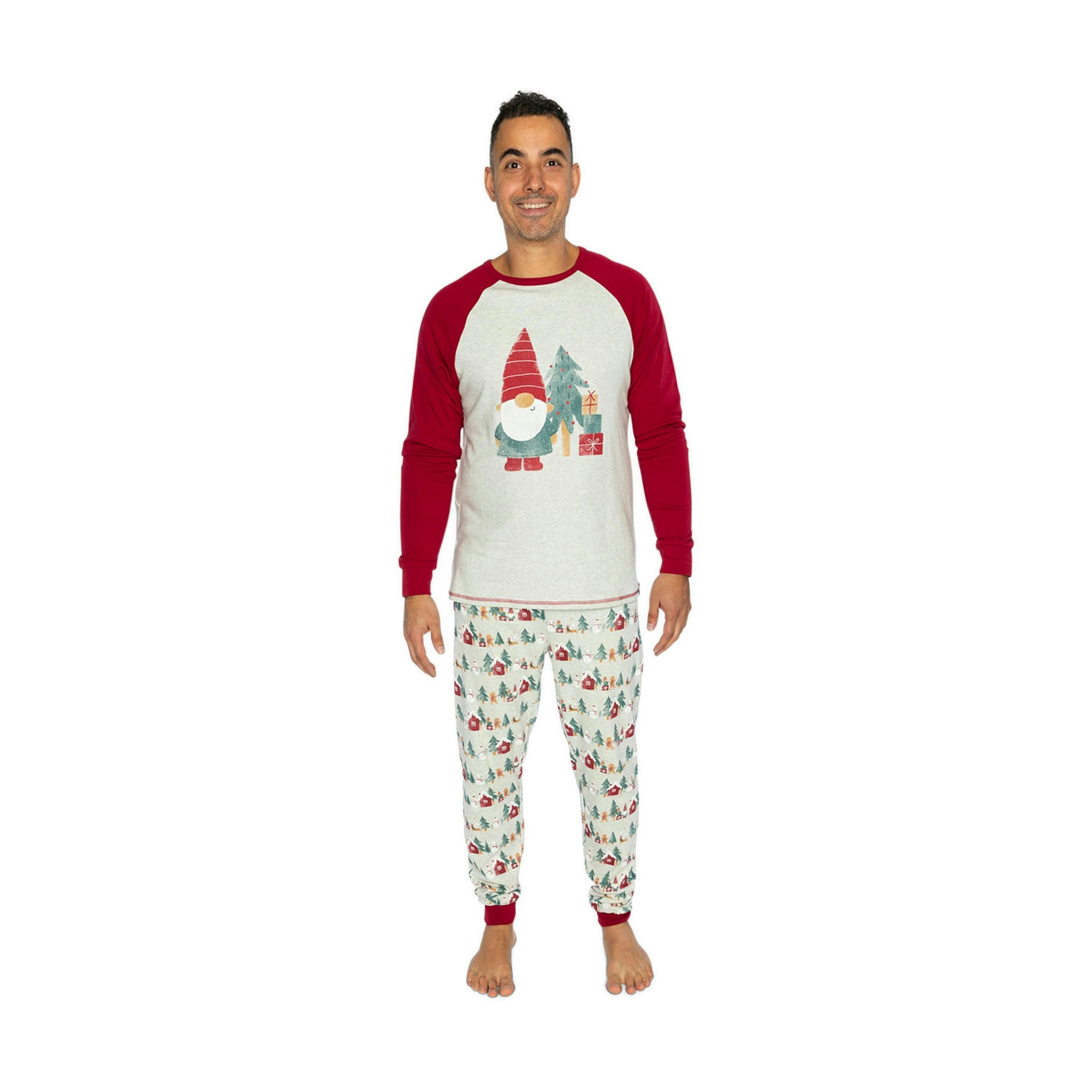 Men Two Piece Christmas Pajama Set Holiday Print , view 4 of 6
