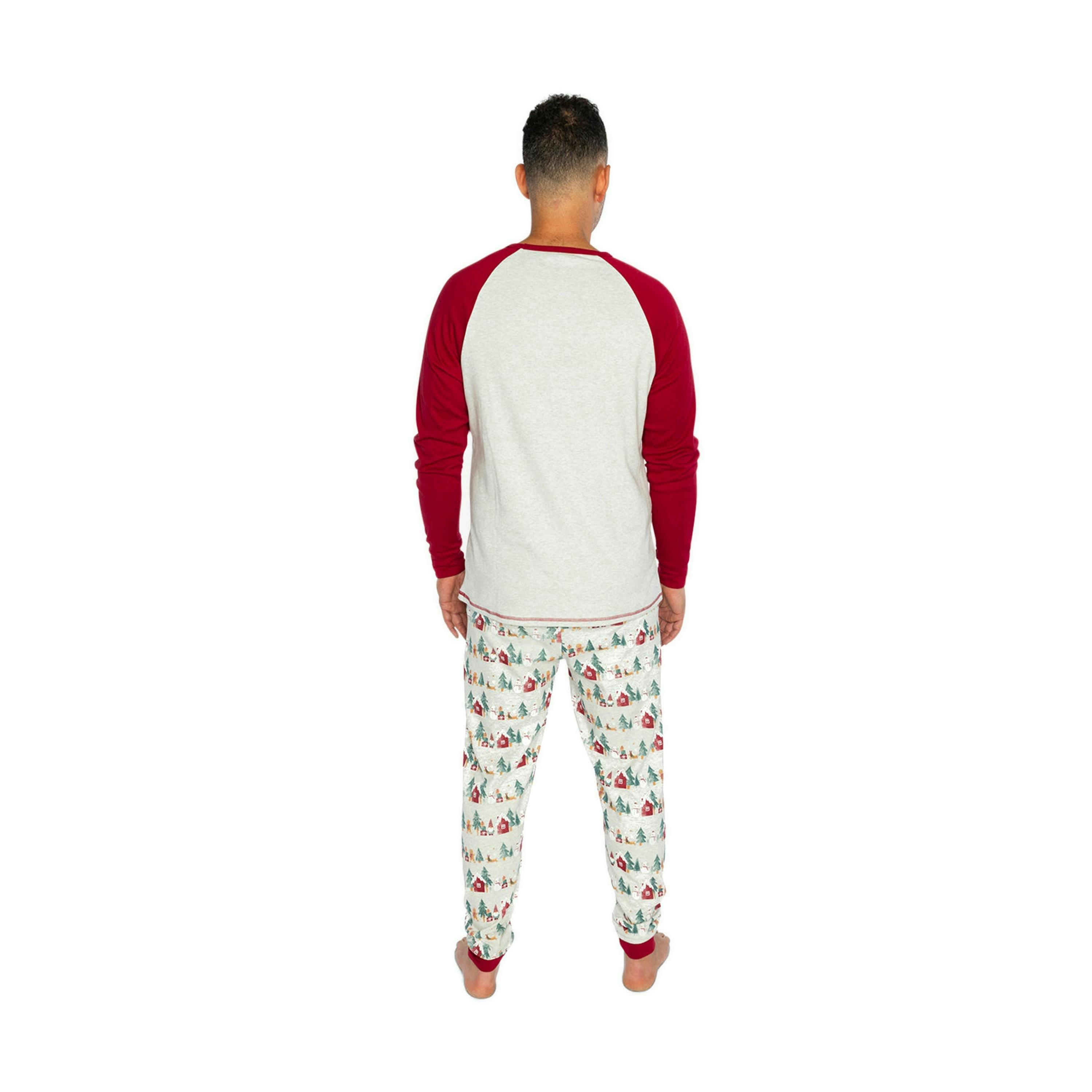 Men Two Piece Christmas Pajama Set Holiday Print , view 6 of 6