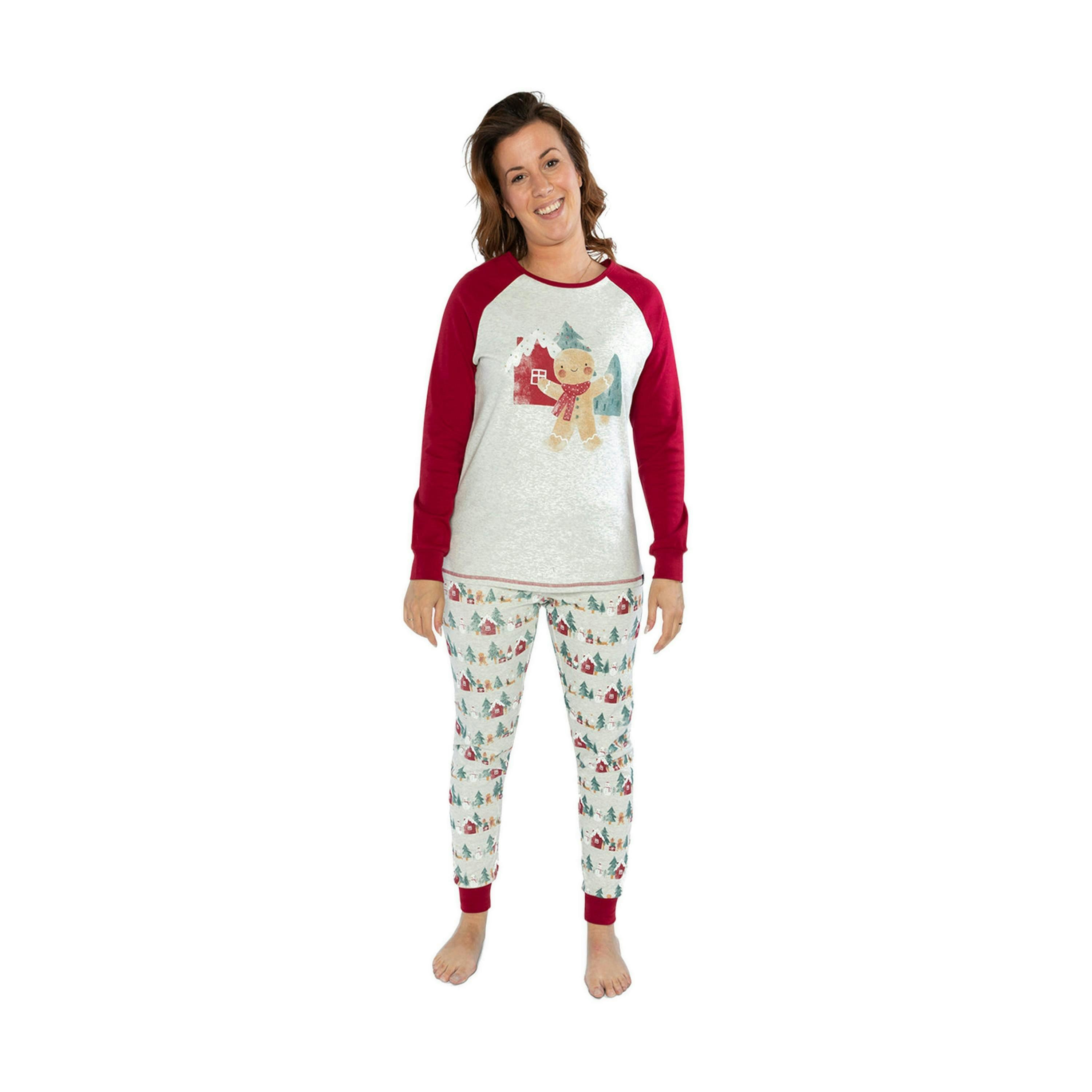 Women Two Piece Christmas Pajama Set Holiday Print , view 4 of 6