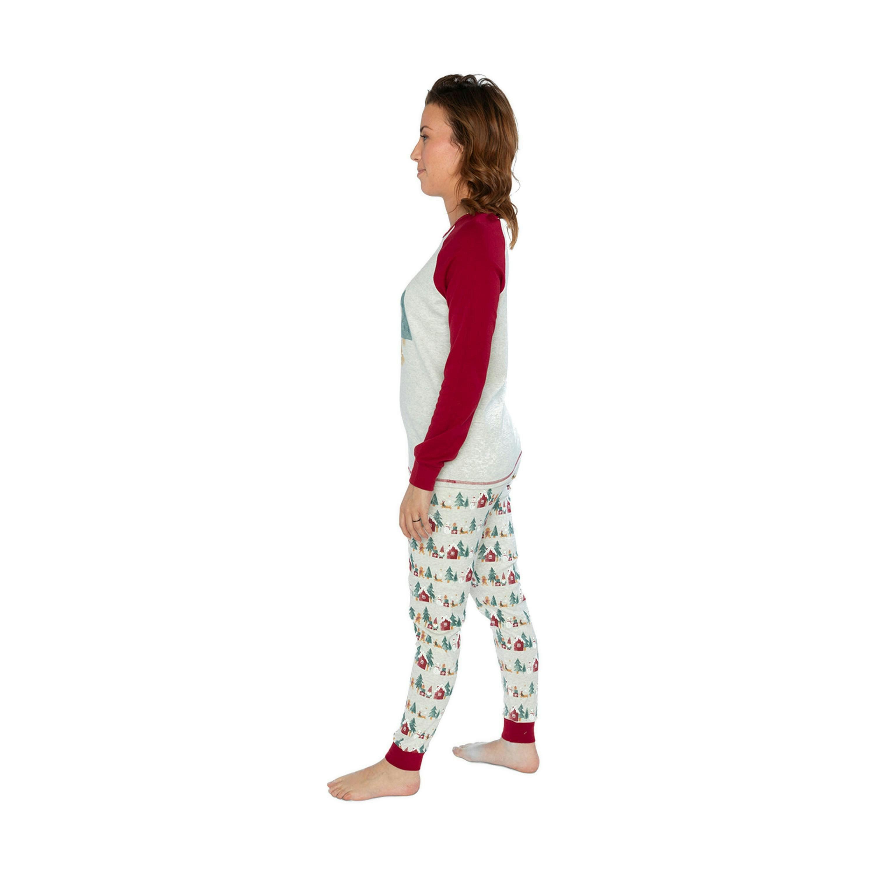 Women Two Piece Christmas Pajama Set Holiday Print , view 5 of 6